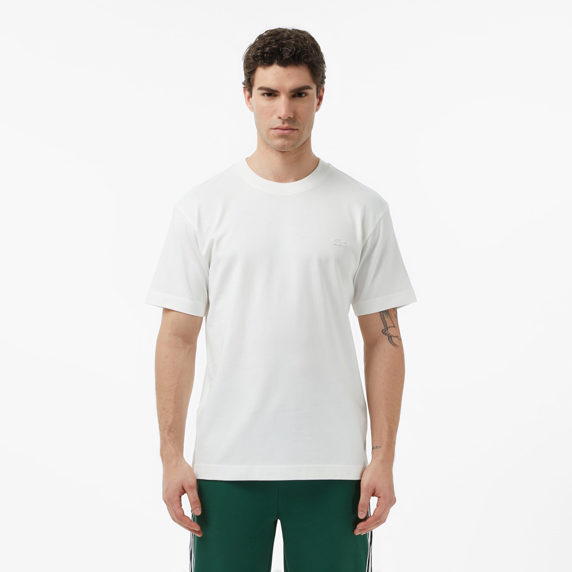 Erkek Relaxed Fit Bisiklet Yaka Beyaz T-Shirt