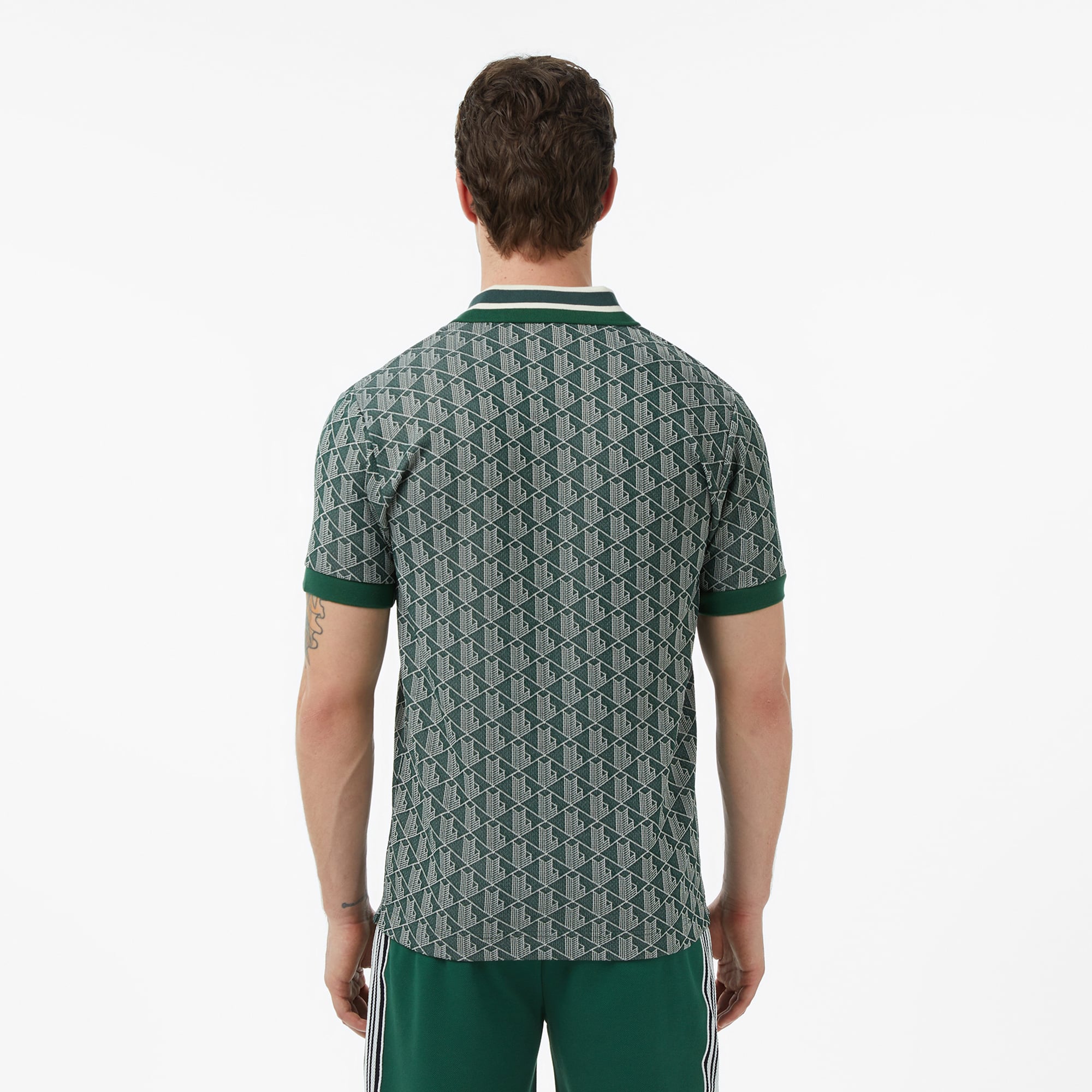 Lacoste Erkek Classic Fit Monogram Yeşil Polo görsel 6