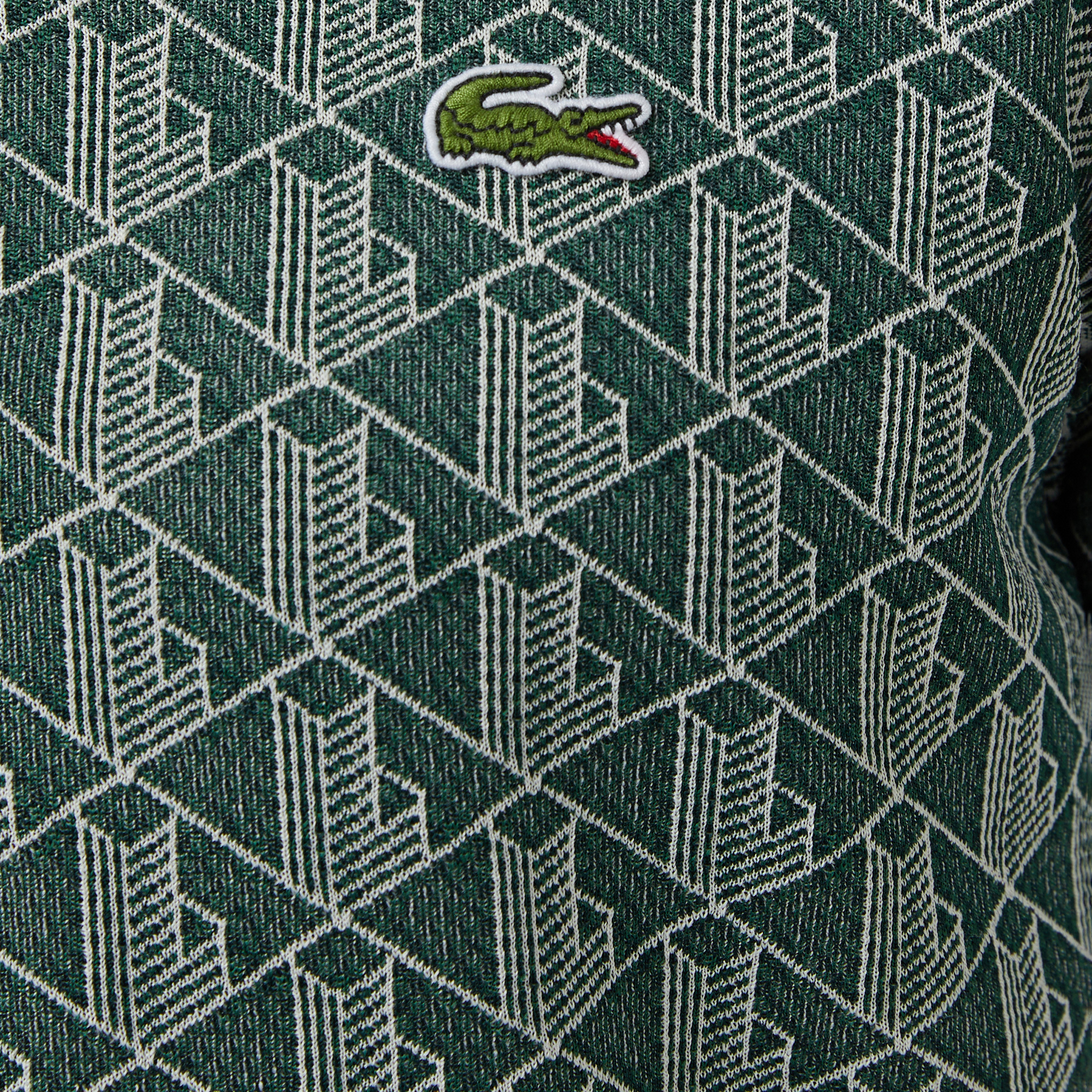 Lacoste Erkek Classic Fit Monogram Yeşil Polo görsel 8
