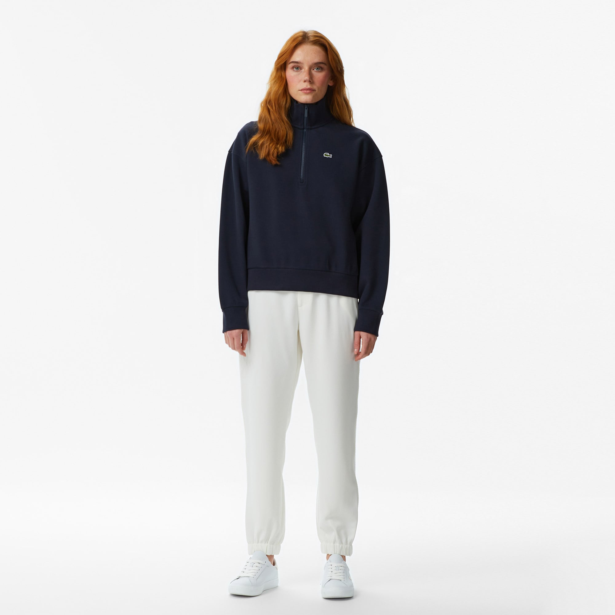Lacoste Kadın Relaxed Fit Yarım Fermuarlı Lacivert Sweatshirt görsel 6