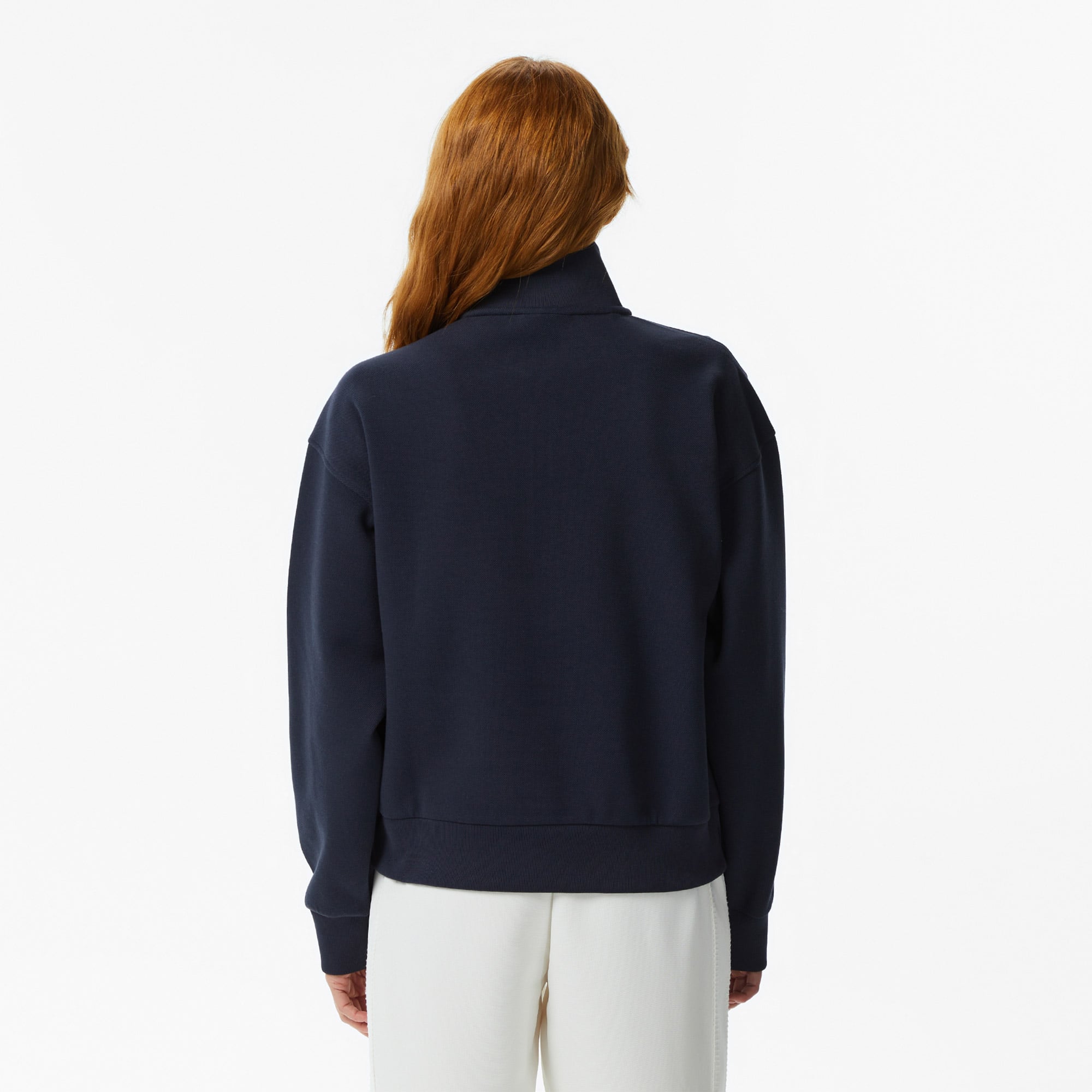 Lacoste Kadın Relaxed Fit Yarım Fermuarlı Lacivert Sweatshirt görsel 5