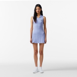 Kadın Flare Fit Kolsuz Polo Yaka Mavi Elbise Mavi