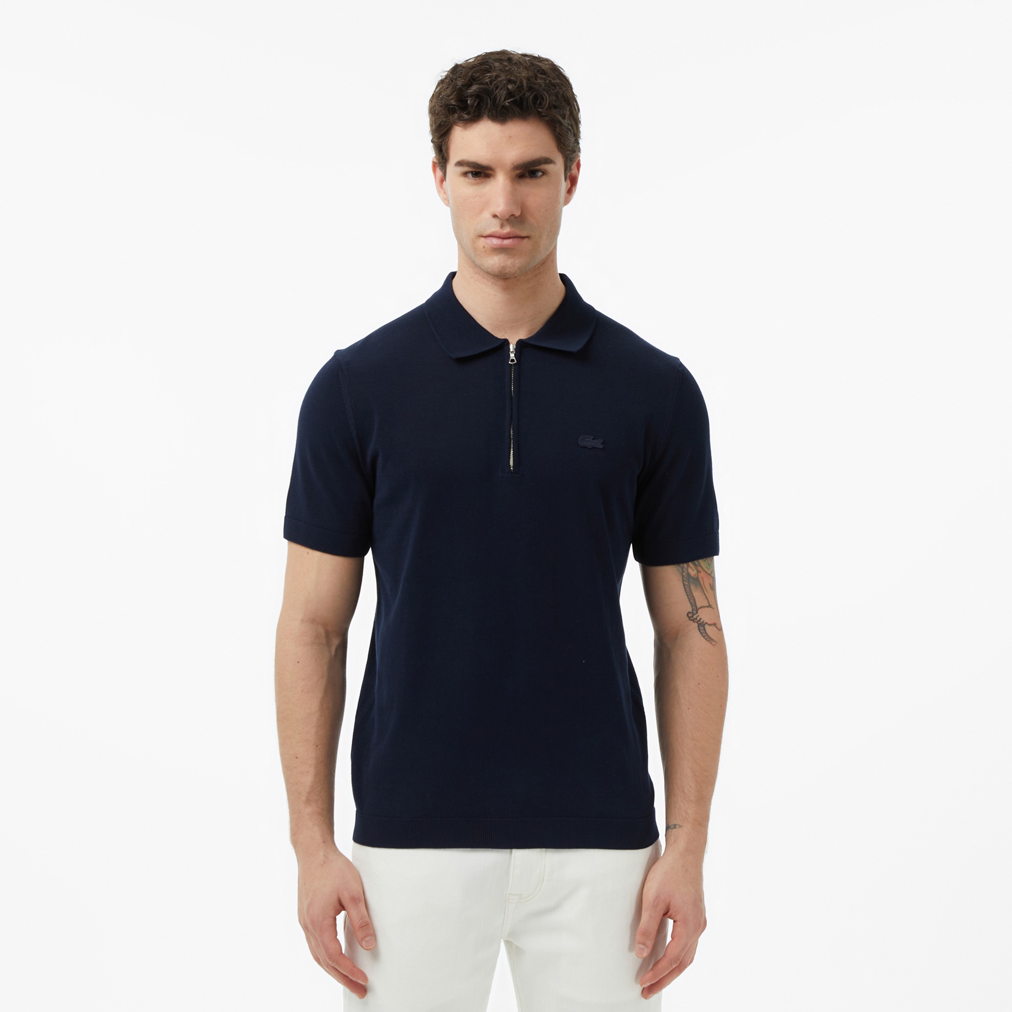 Erkek Classic Fit Kısa Kollu Polo Yaka Lacivert Triko