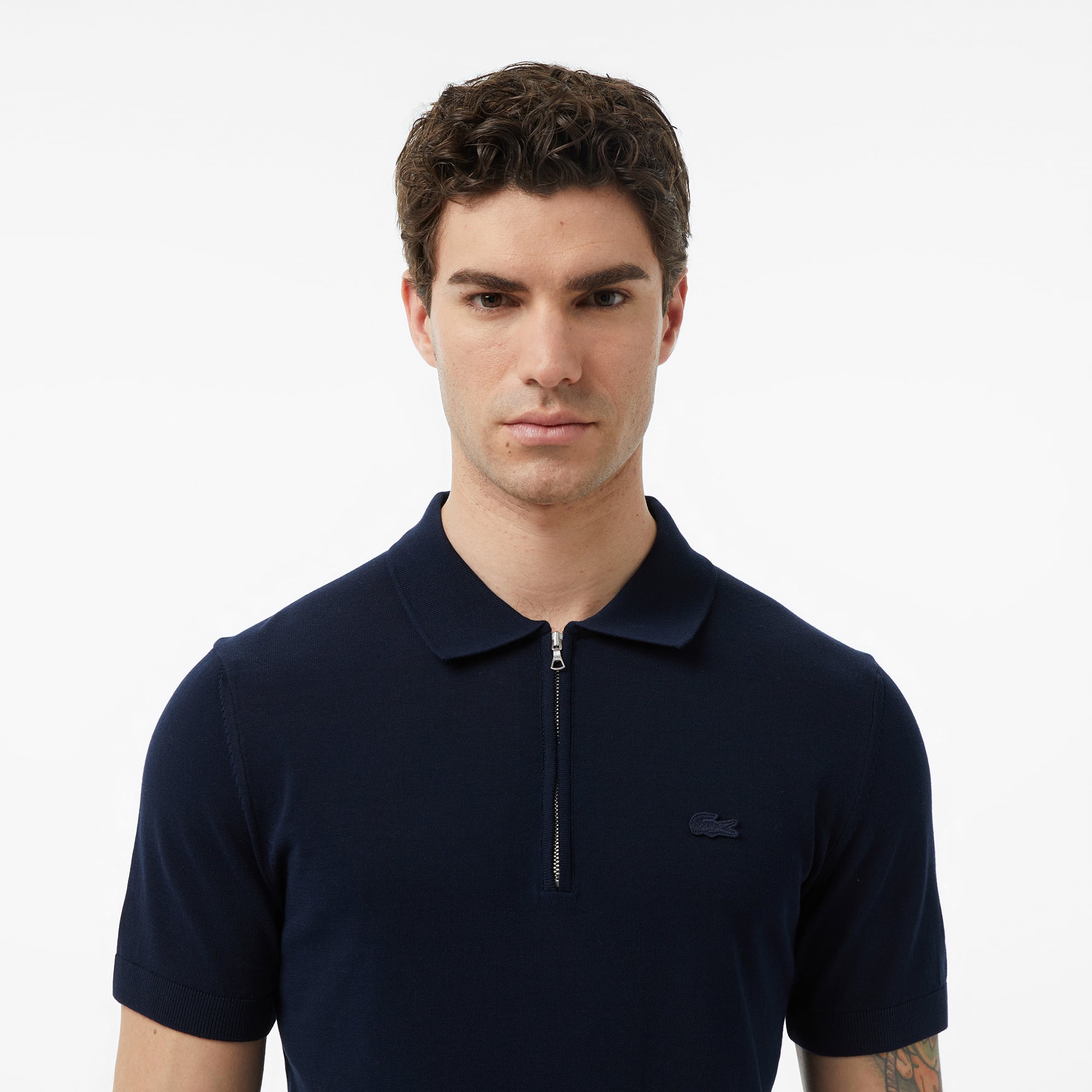Lacoste Erkek Classic Fit Kısa Kollu Polo Yaka Lacivert Triko görsel 2