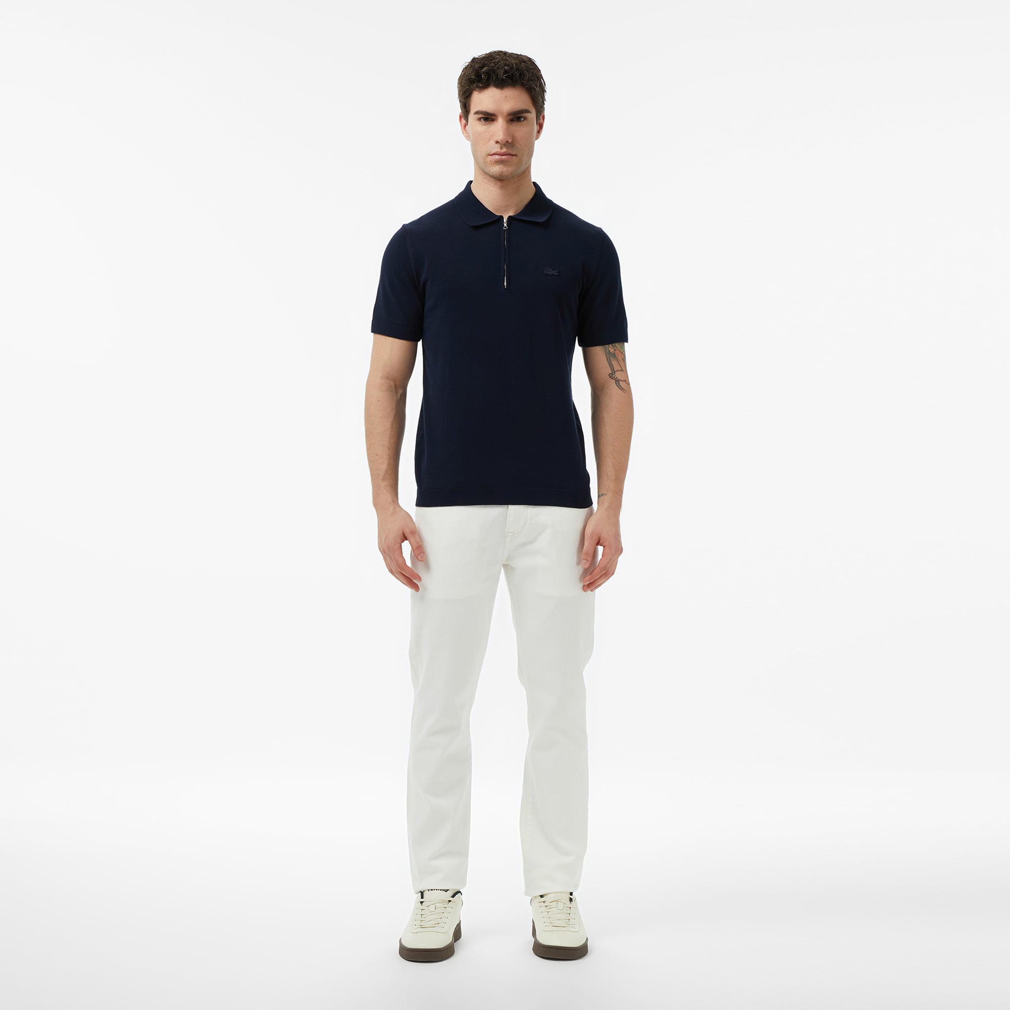 Lacoste Erkek Classic Fit Kısa Kollu Polo Yaka Lacivert Triko görsel 6