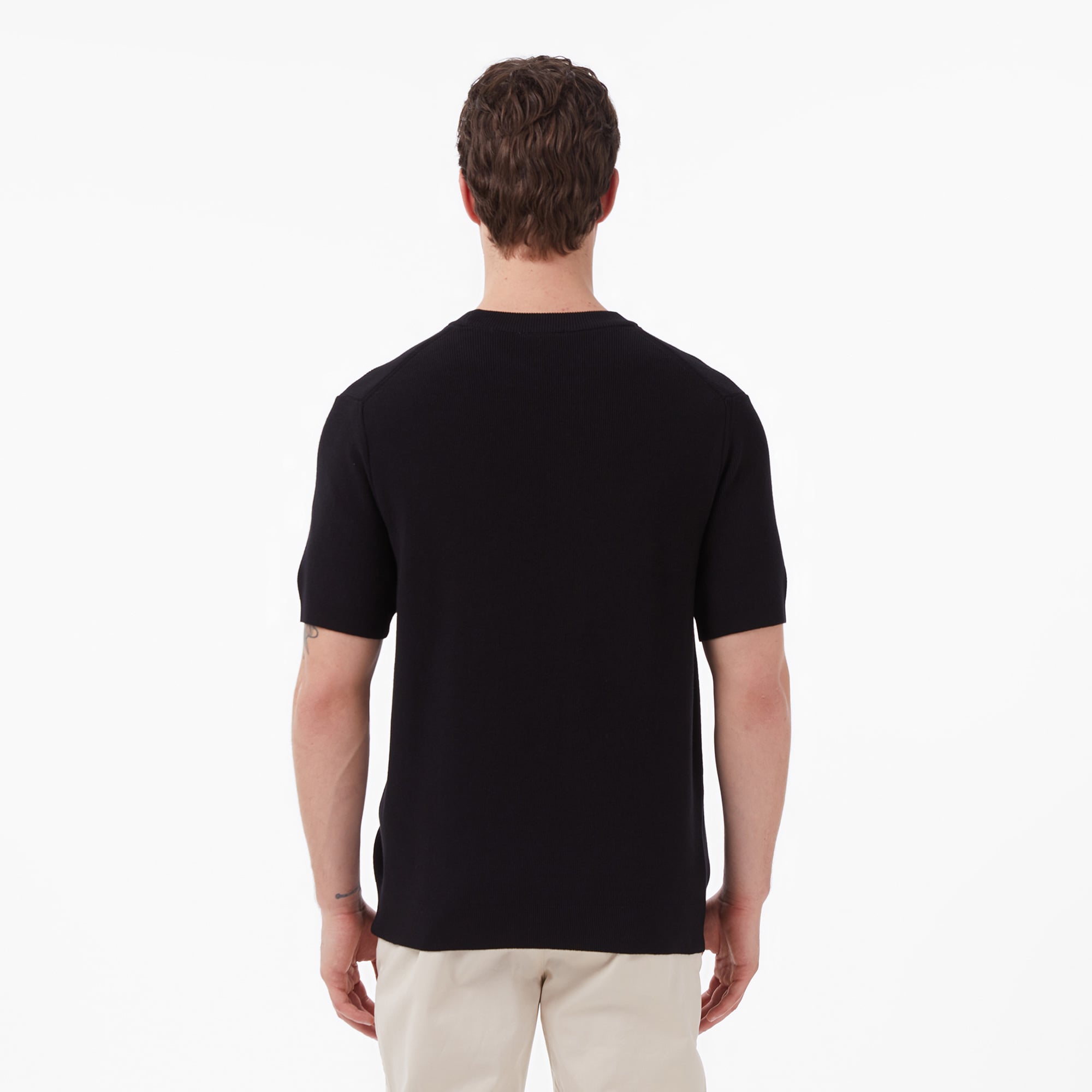 Lacoste Erkek Classic Fit Kısa Kollu Bisiklet Yaka Siyah Triko görsel 5