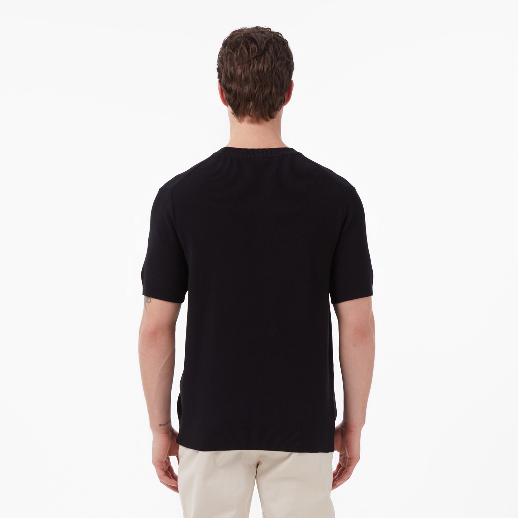 Erkek Classic Fit Kısa Kollu Bisiklet Yaka Siyah Triko