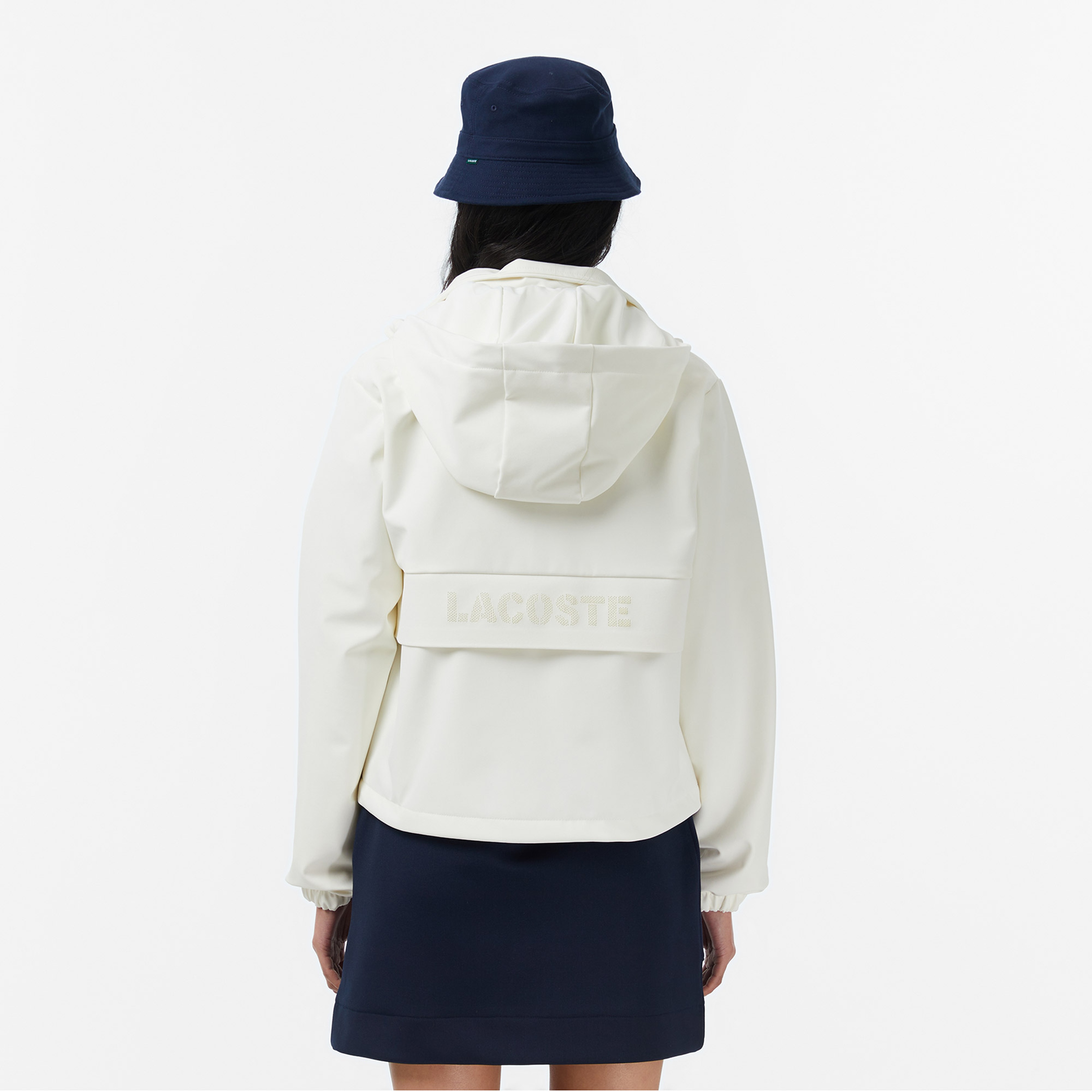 Kadın Regular Fit Kapüşonlu Baskılı Krem Yağmurluk