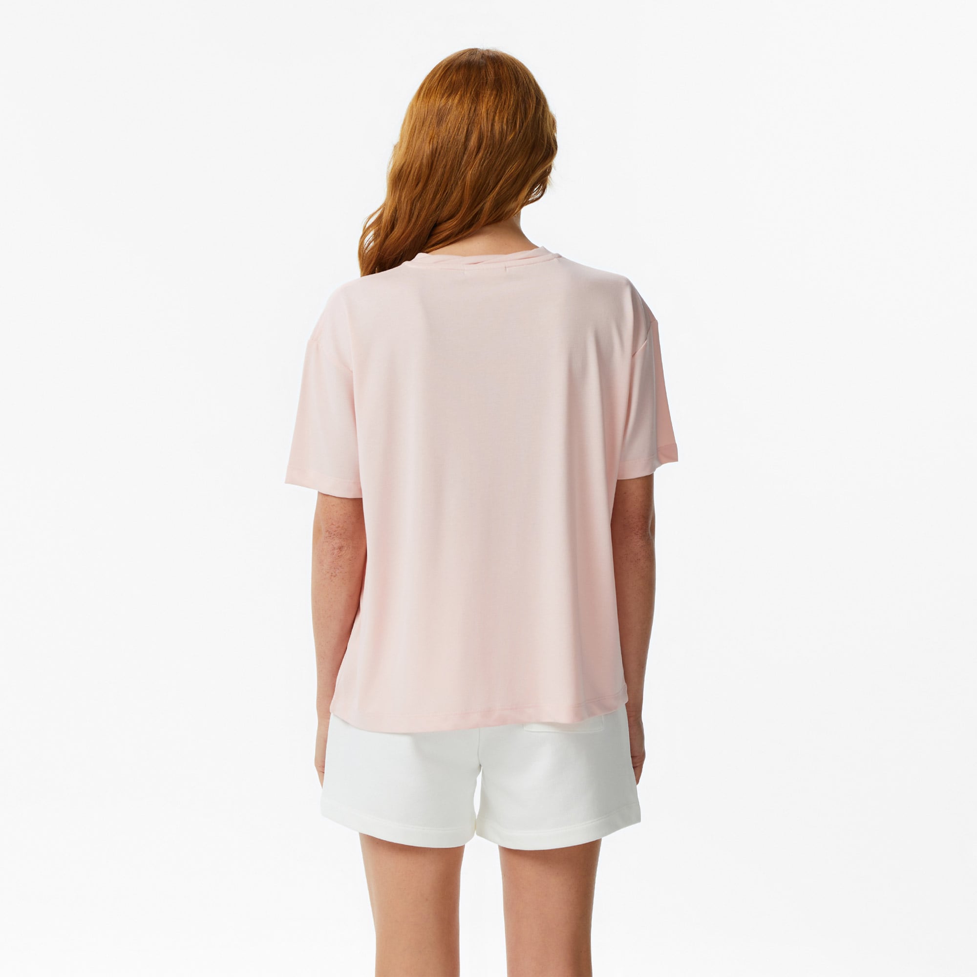 Lacoste Kadın Relaxed Fit Bisiklet Yaka Açık Pembe T-Shirt görsel 5