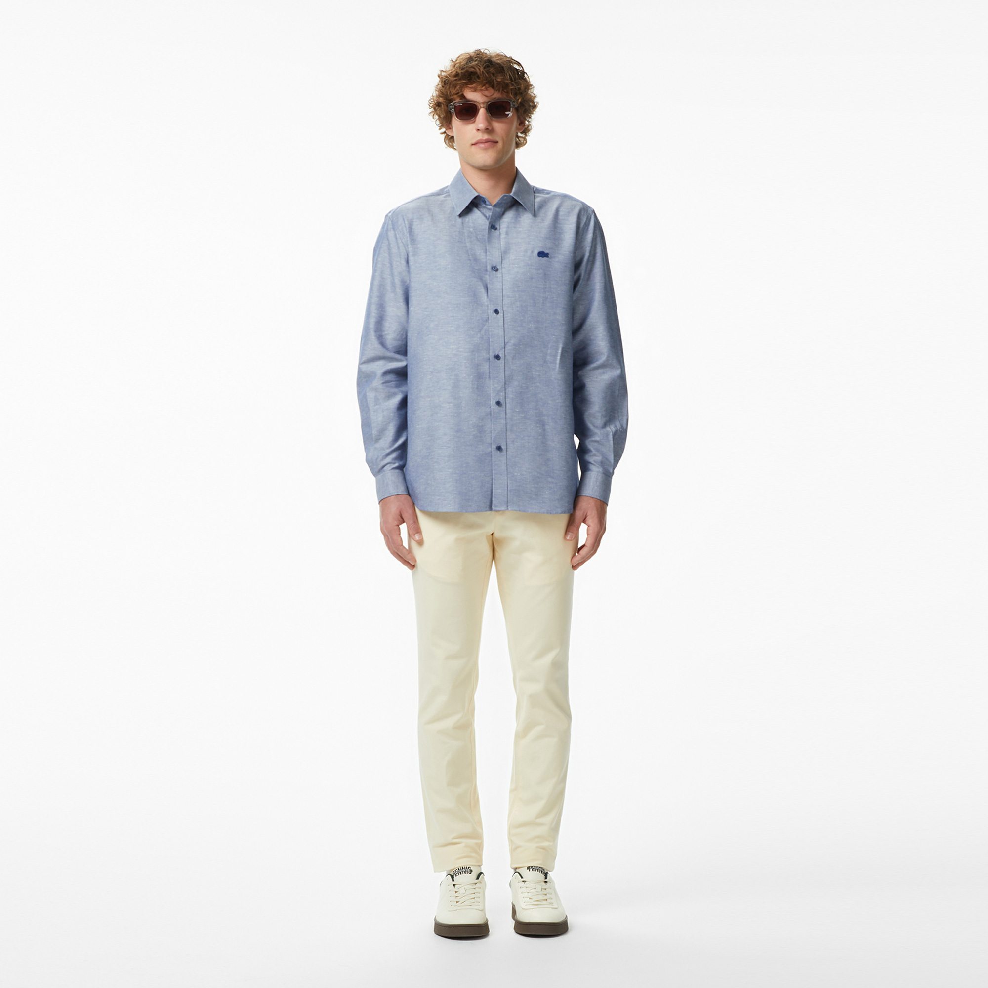 Lacoste Erkek Regular Fit Düğmeli Yaka Koyu Mavi Gömlek görsel 4