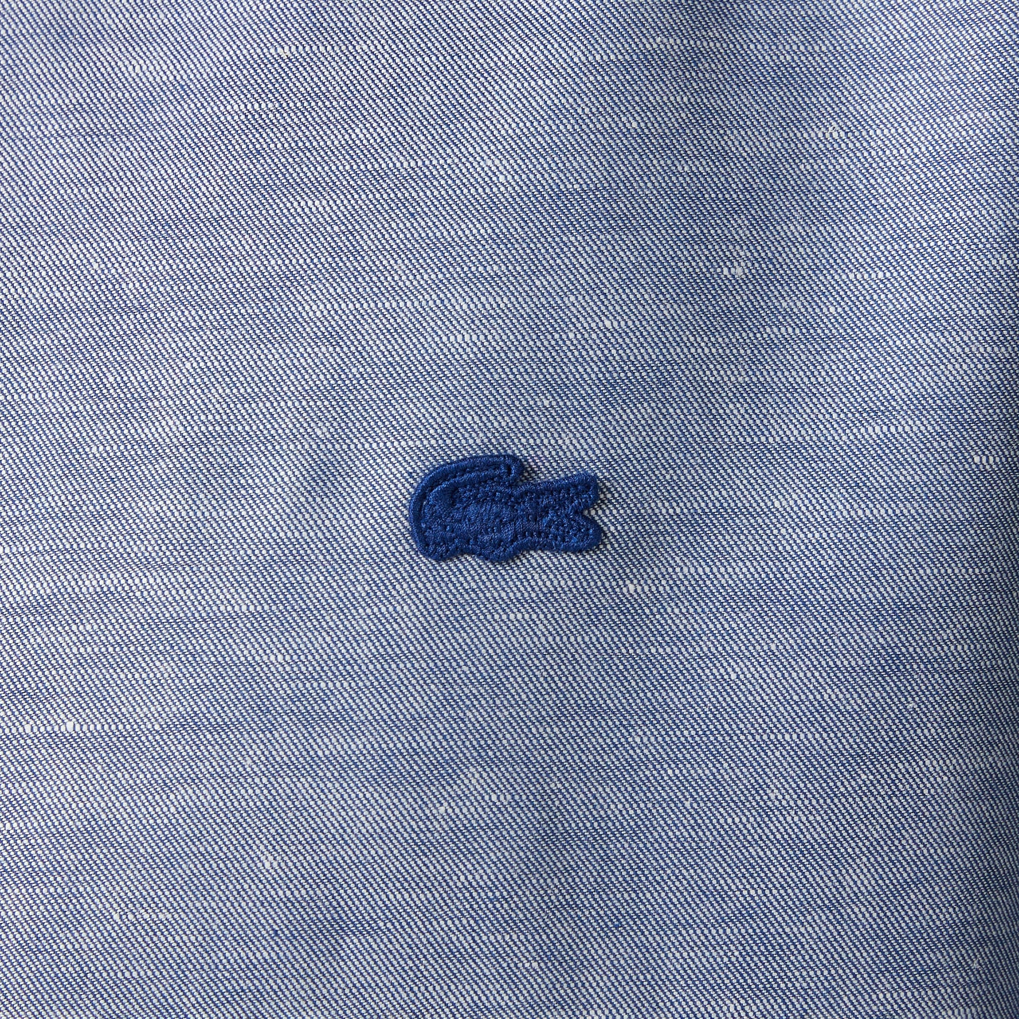 Erkek Regular Fit Düğmeli Yaka Koyu Mavi Gömlek