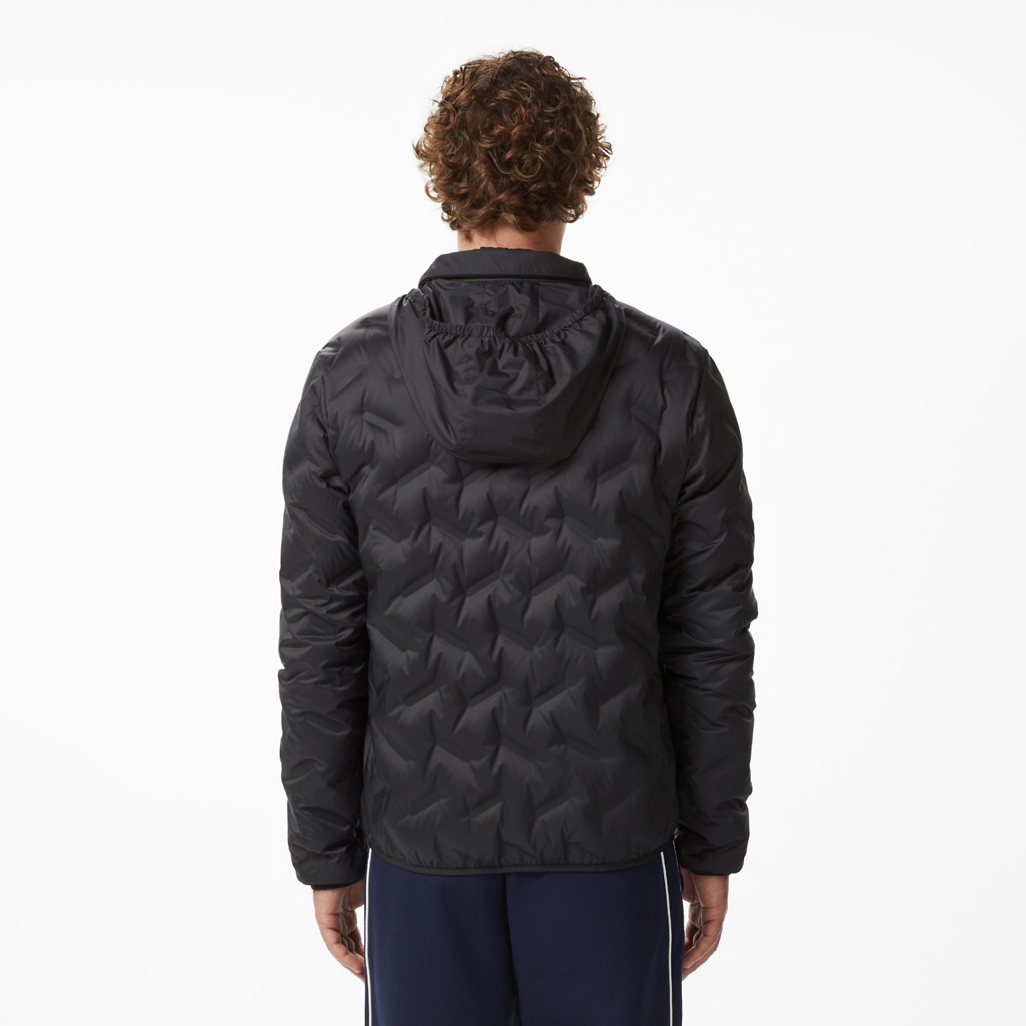 Lacoste Erkek Regular Fit Kapüşonlu Kapitone Siyah Mont görsel 4