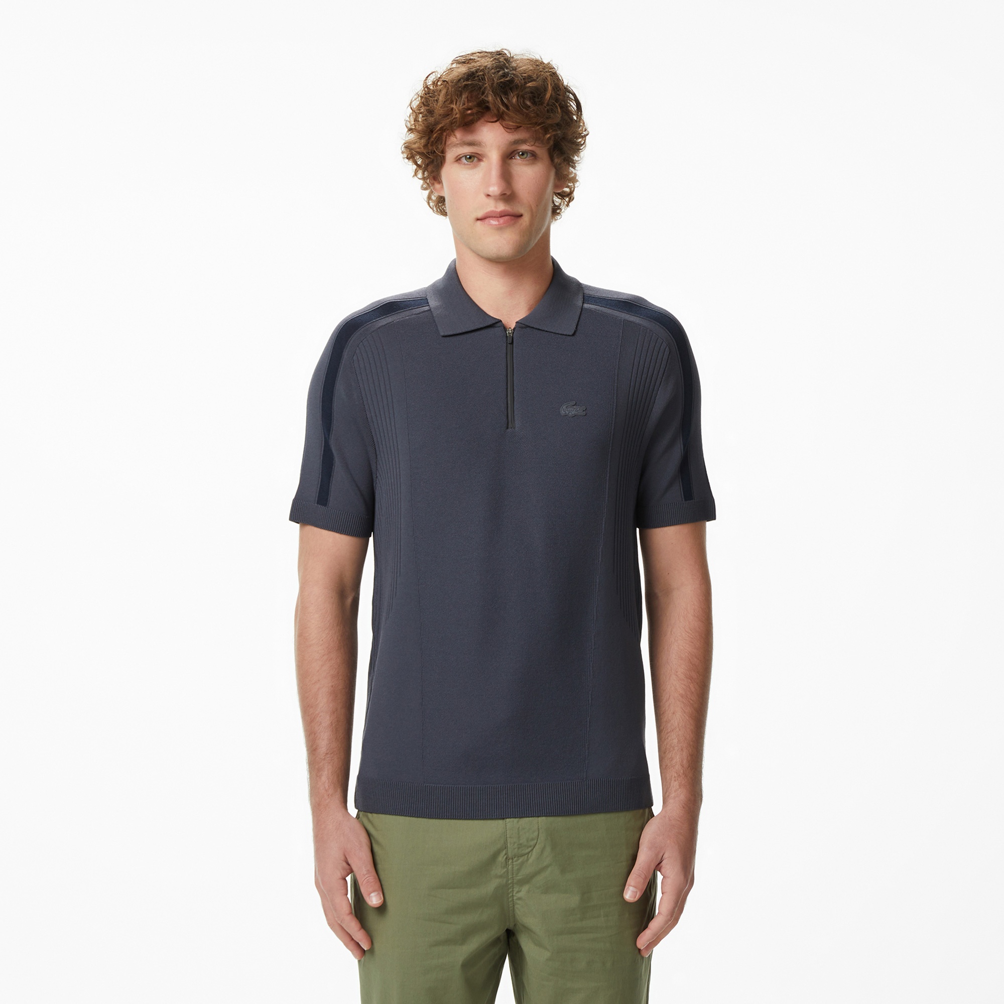 Erkek Classic Fit Kısa Kollu Polo Yaka Koyu Gri Triko