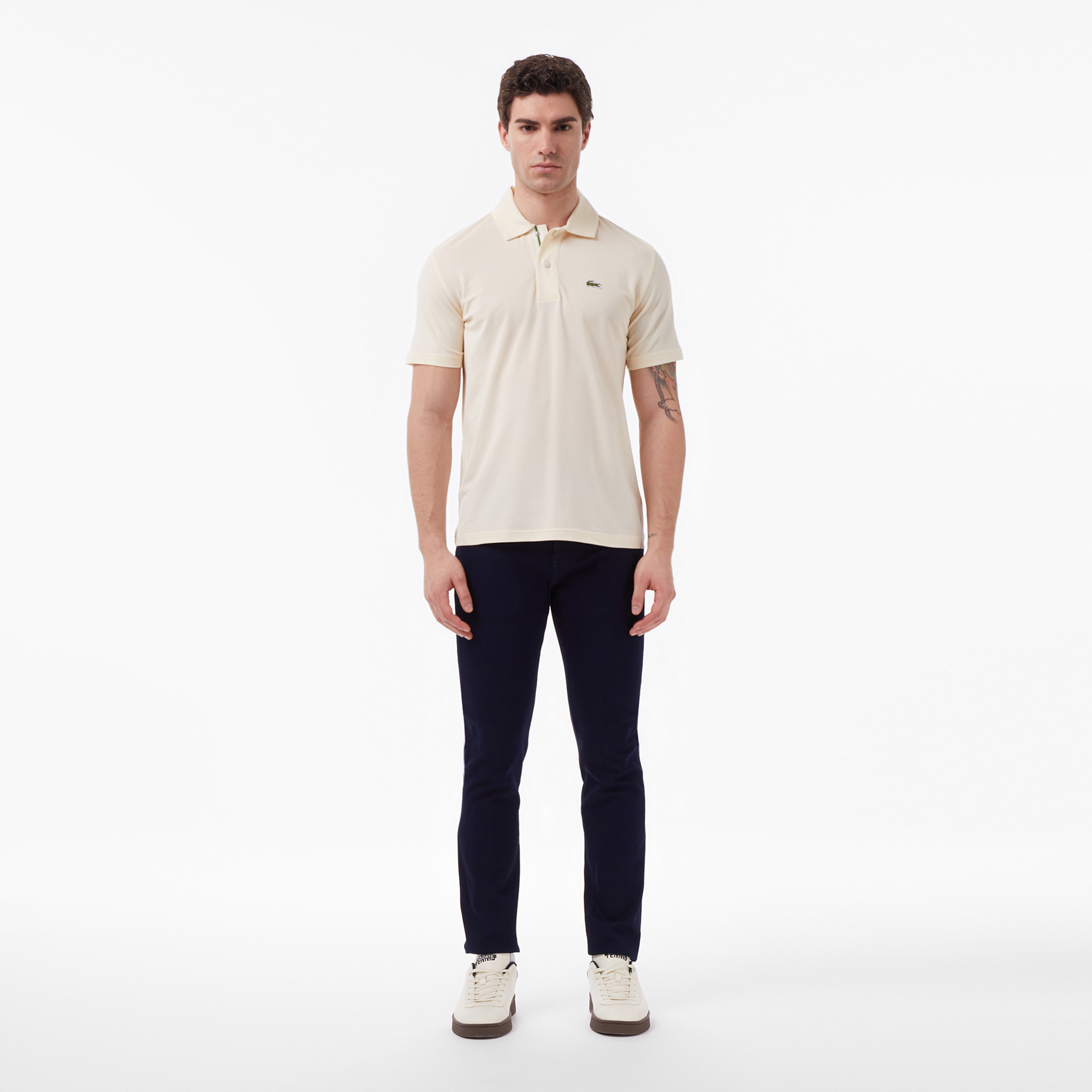Lacoste Erkek Regular Fit Krem Polo görsel 6