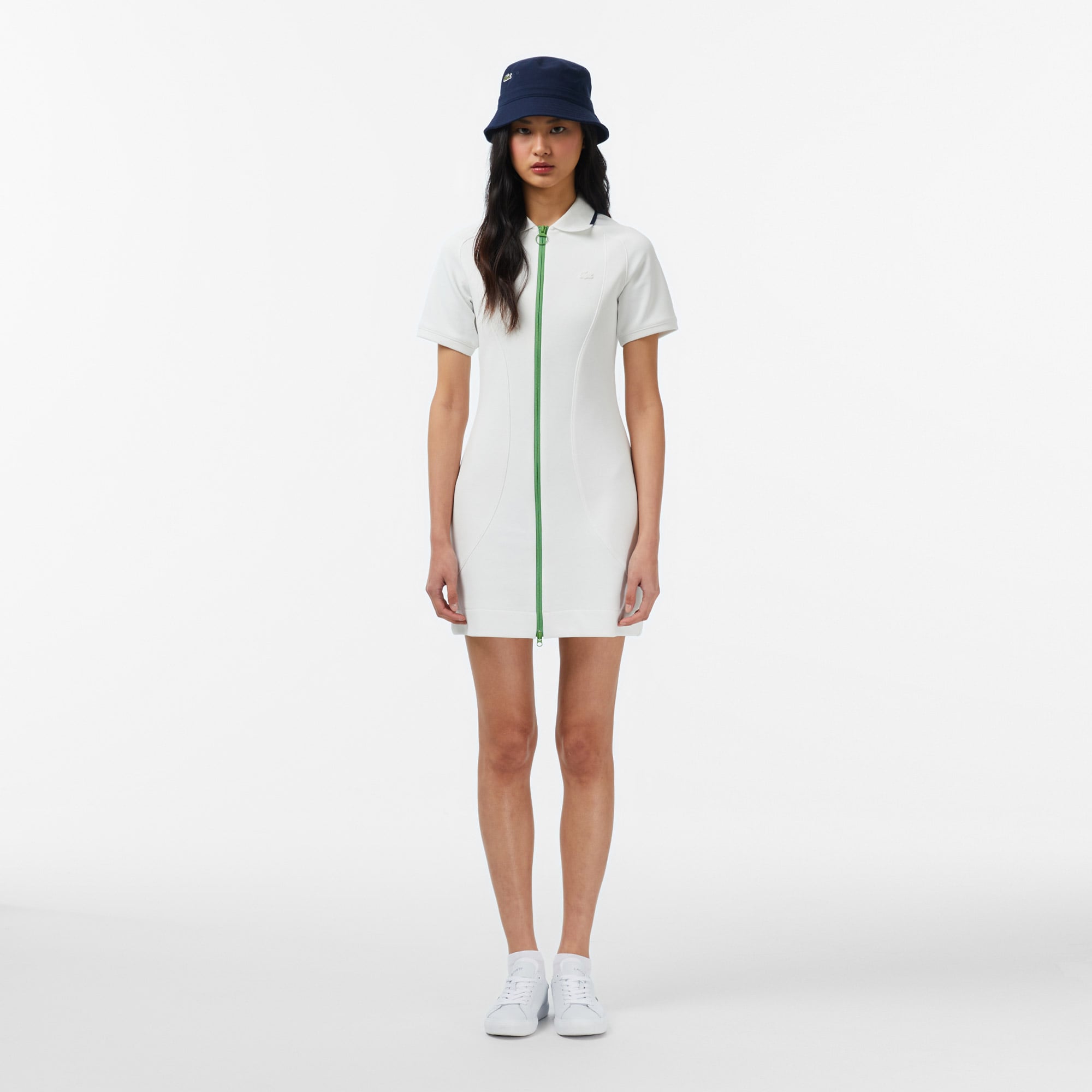 Lacoste Kadın Classic Fit Kısa Kollu Krem Elbise