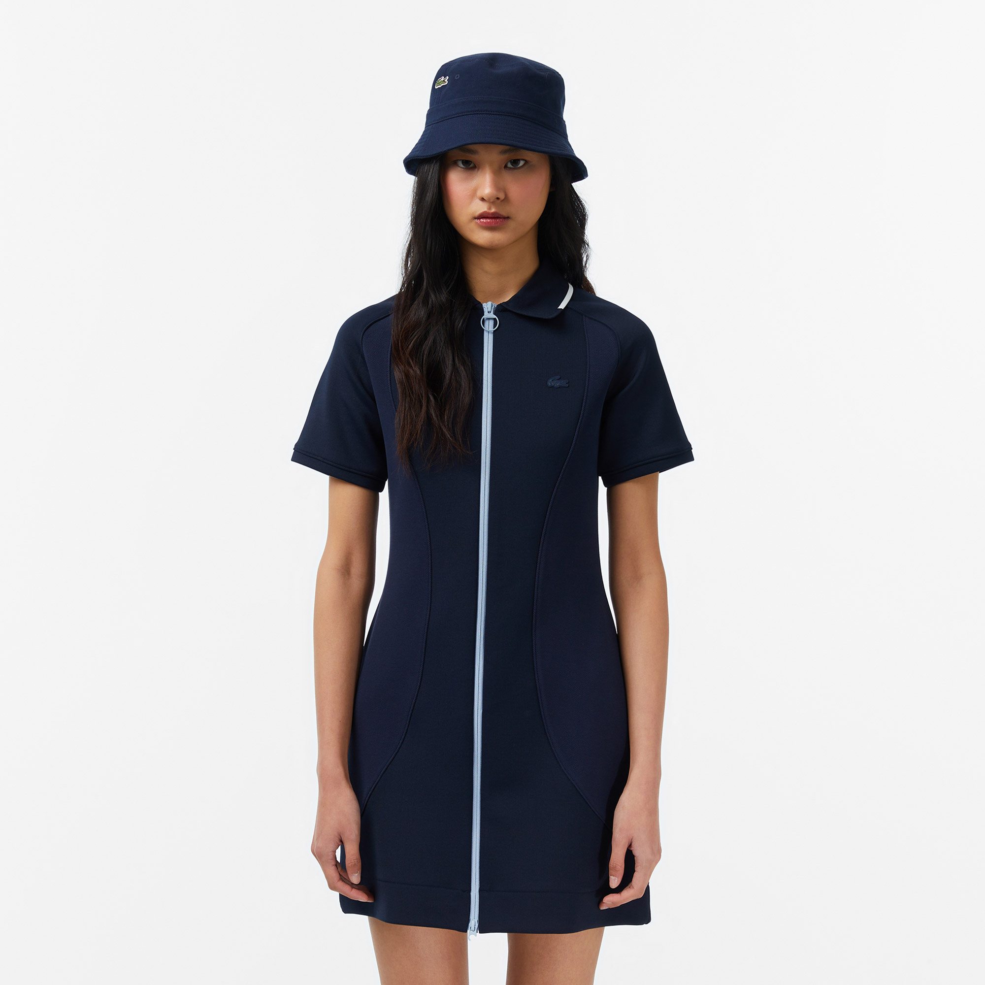Lacoste Kadın Classic Fit Kısa Kollu Lacivert Elbise görsel 4