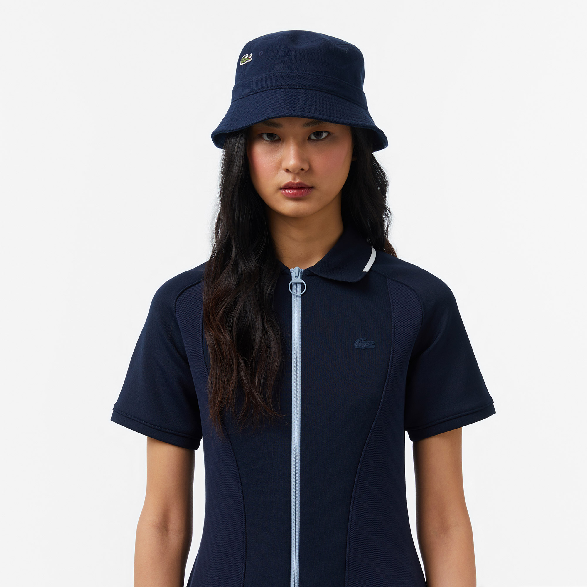 Lacoste Kadın Classic Fit Kısa Kollu Lacivert Elbise görsel 2