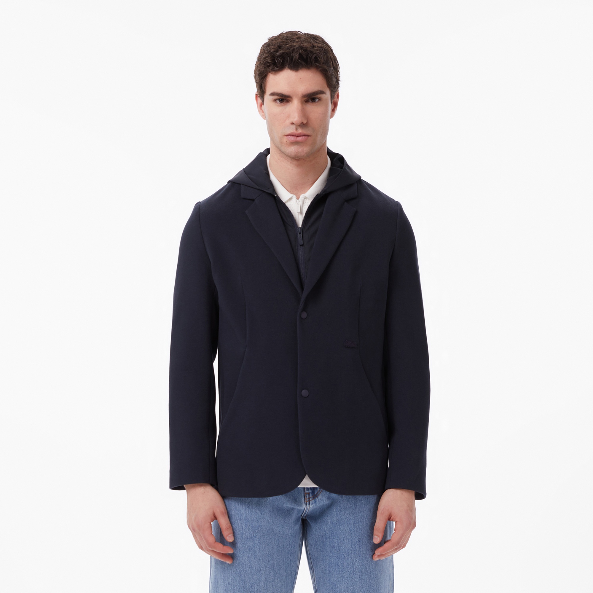 Erkek Kapüşonlu Koyu Gri Blazer