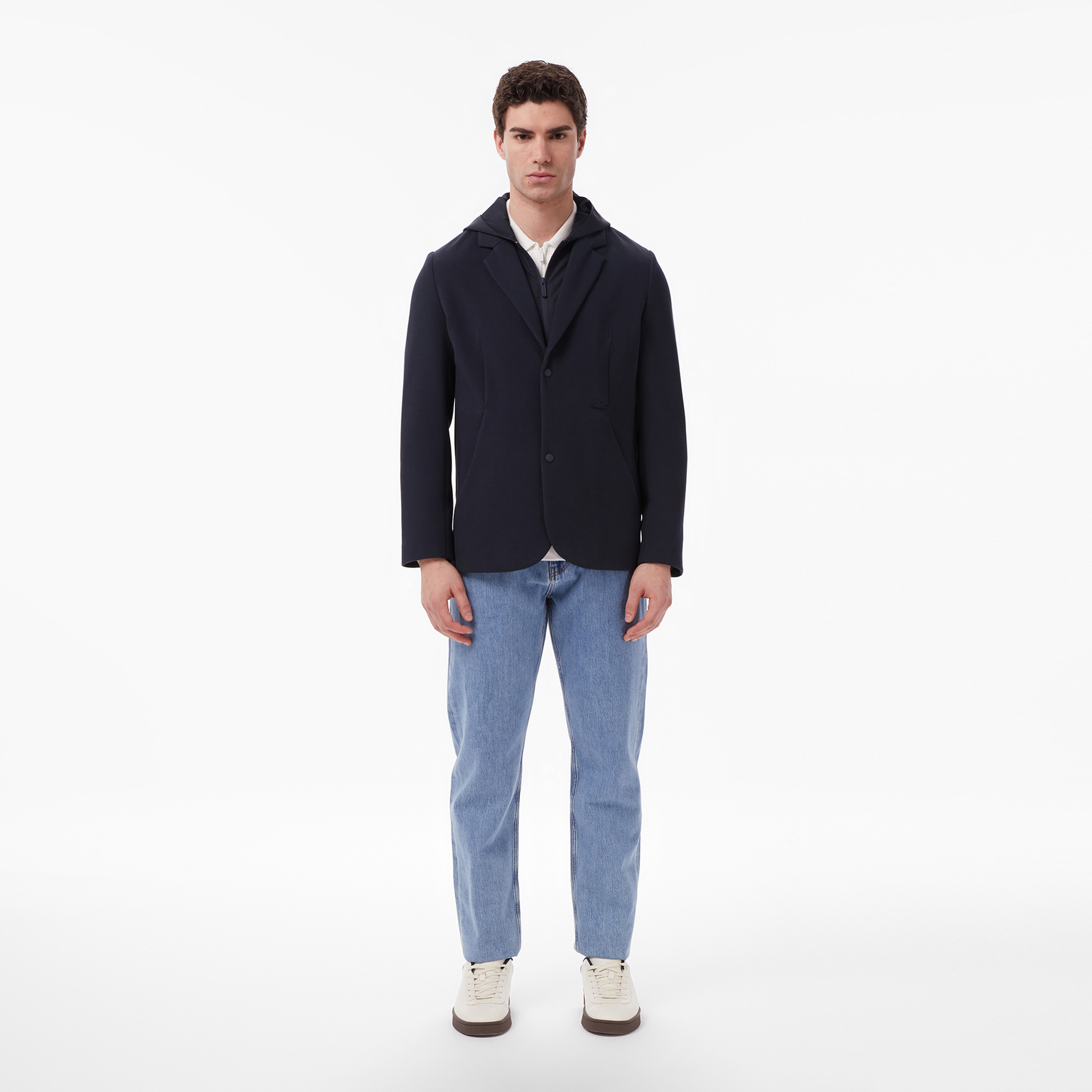 Erkek Kapüşonlu Koyu Gri Blazer