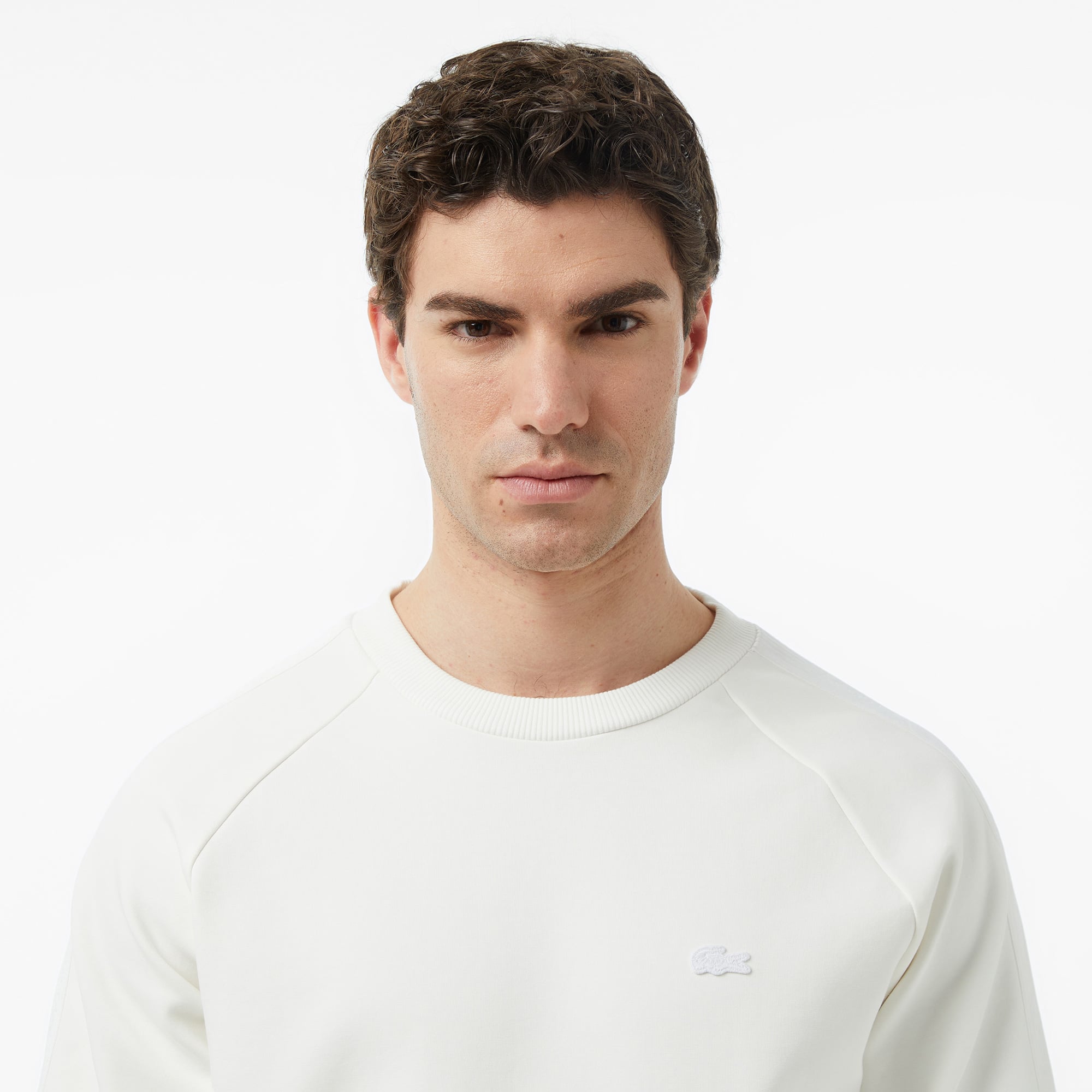 Lacoste Erkek Classic Fit Bisiklet Yaka Krem Sweatshirt görsel 2