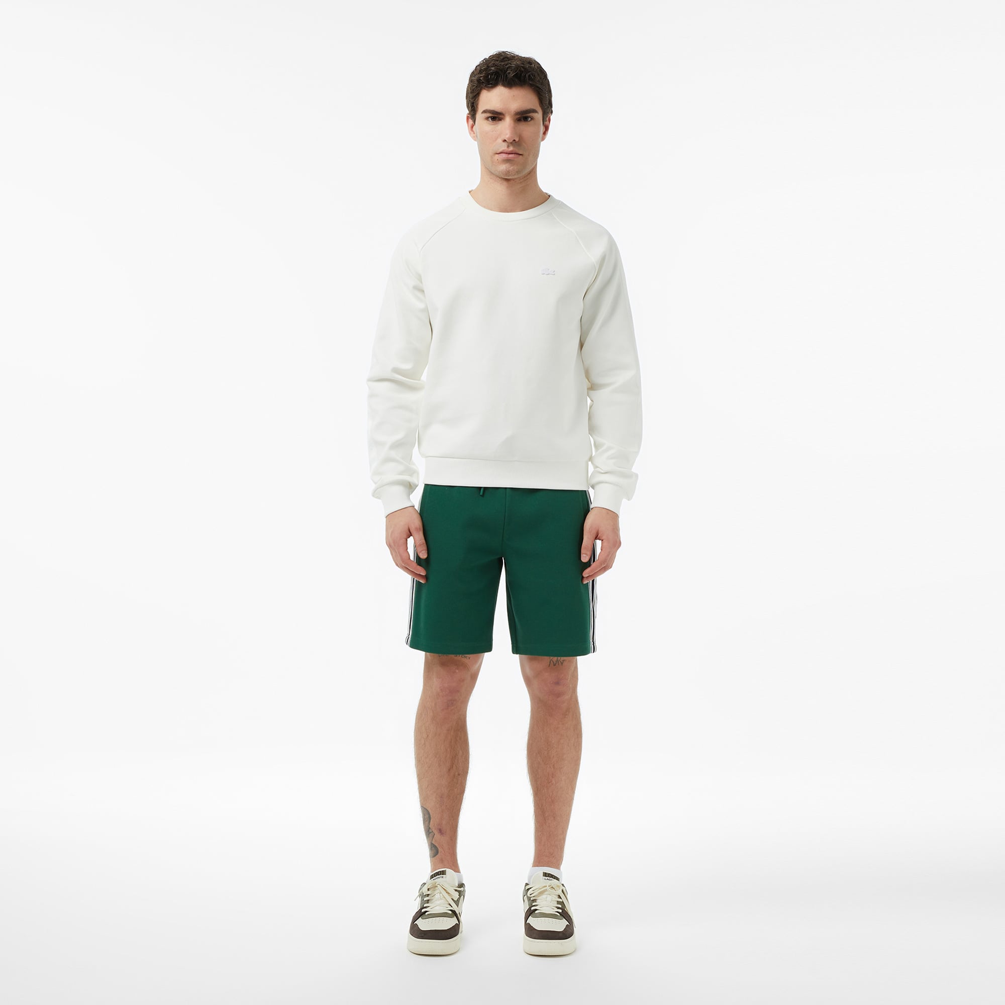Lacoste Erkek Classic Fit Bisiklet Yaka Krem Sweatshirt görsel 6
