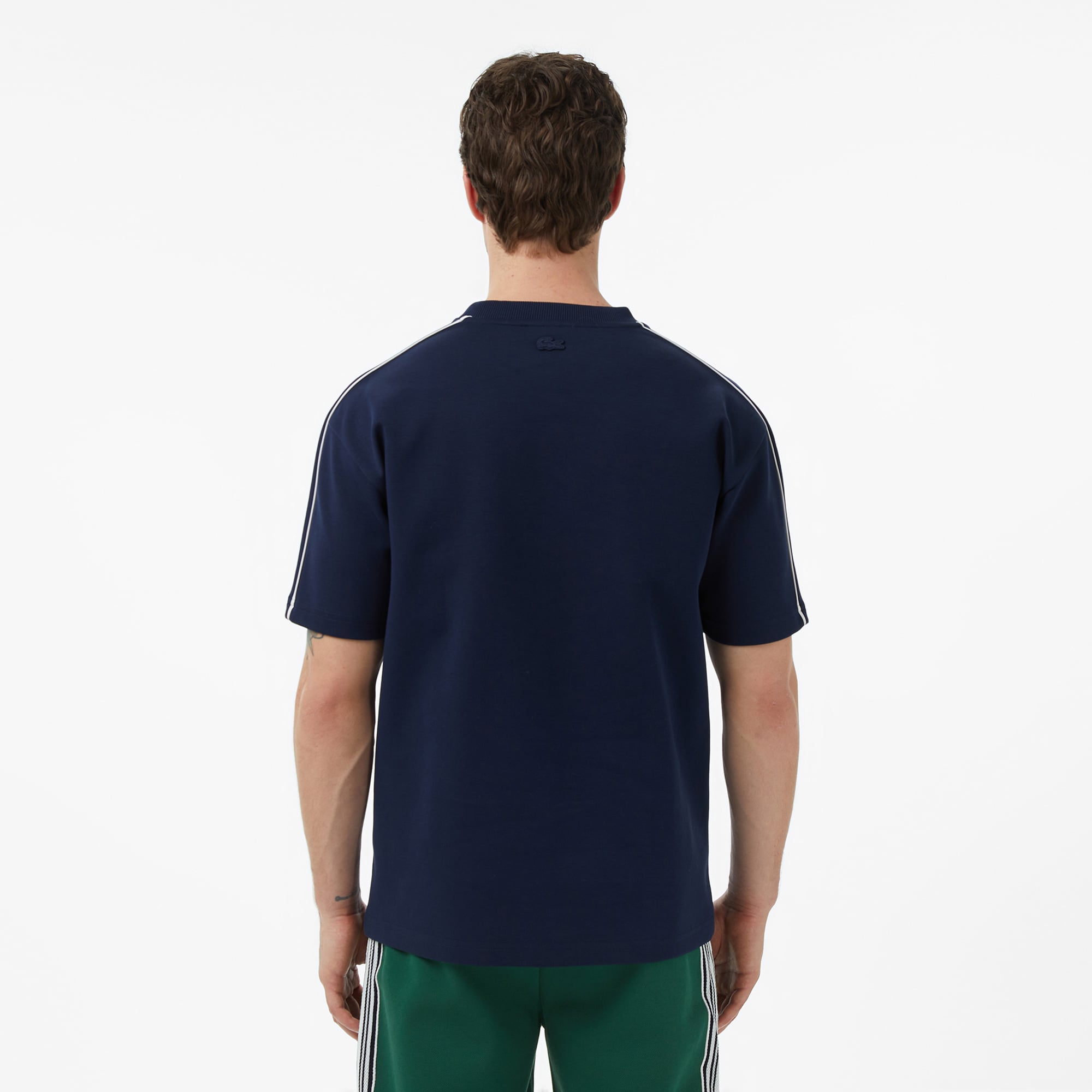 Lacoste Erkek Relaxed Fit Bisiklet Yaka Baskılı Lacivert T-Shirt görsel 5