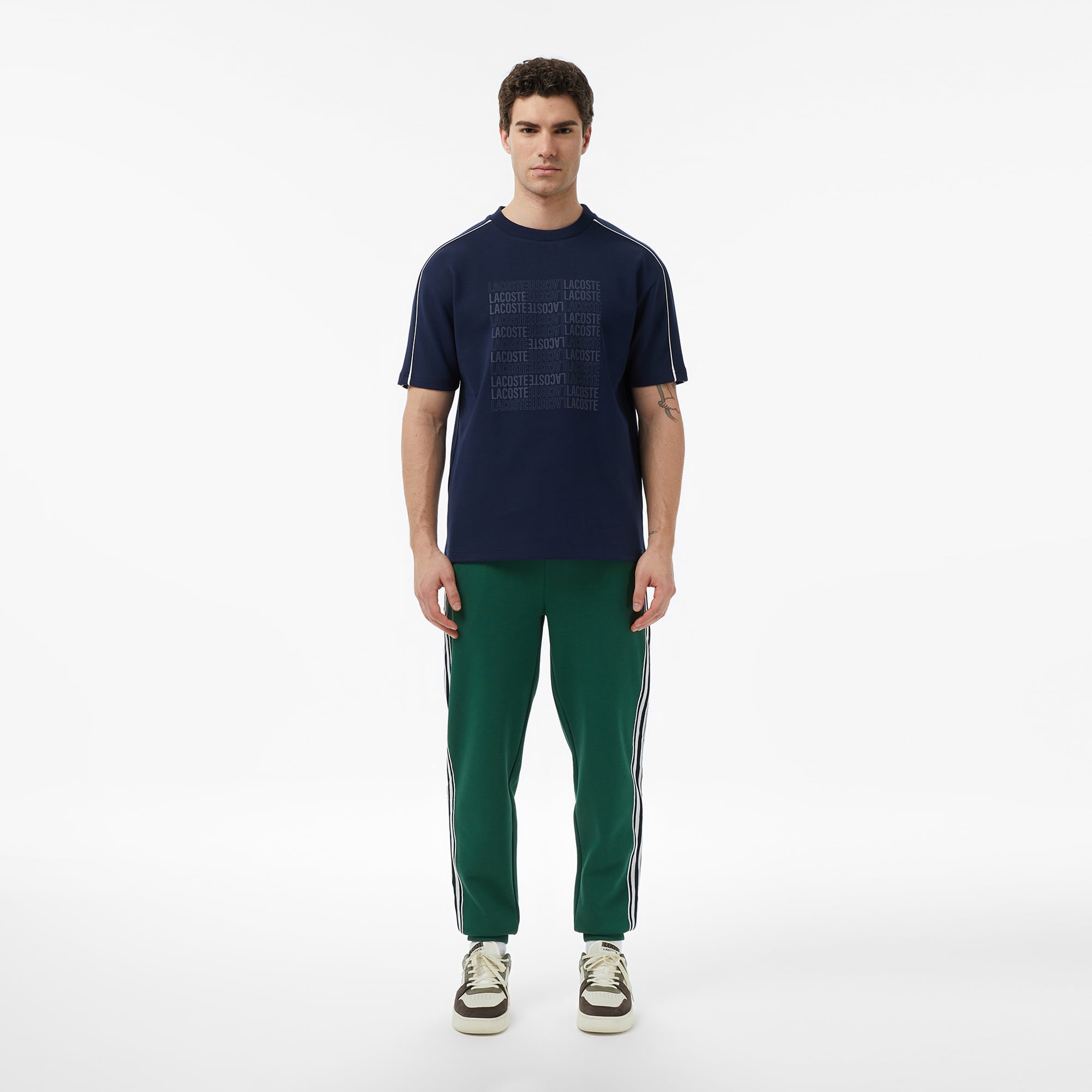 Lacoste Erkek Relaxed Fit Bisiklet Yaka Baskılı Lacivert T-Shirt görsel 6