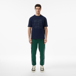 Erkek Relaxed Fit Bisiklet Yaka Baskılı Lacivert T-Shirt Lacivert