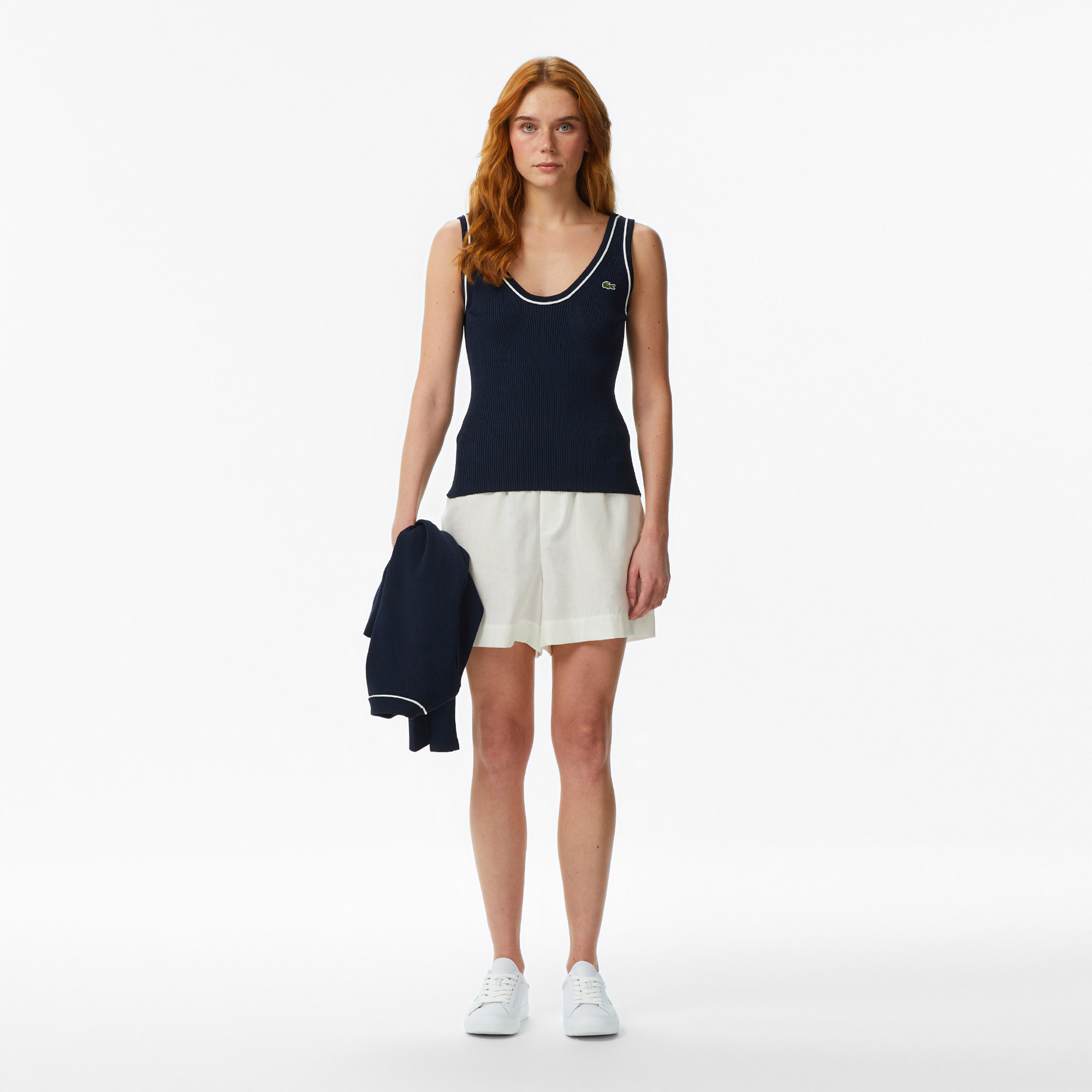 Lacoste Kadın Slim Fit Lacivert Bluz görsel 6