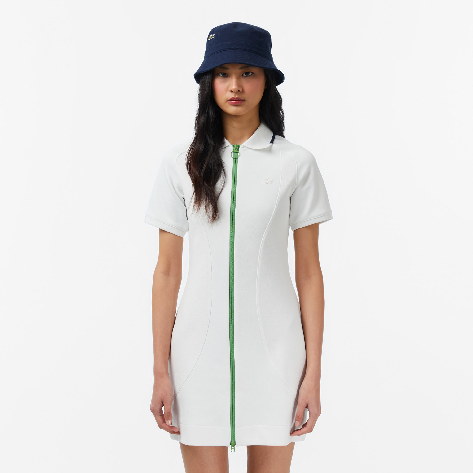Lacoste Kadın Classic Fit Kısa Kollu Krem Elbise görsel 3