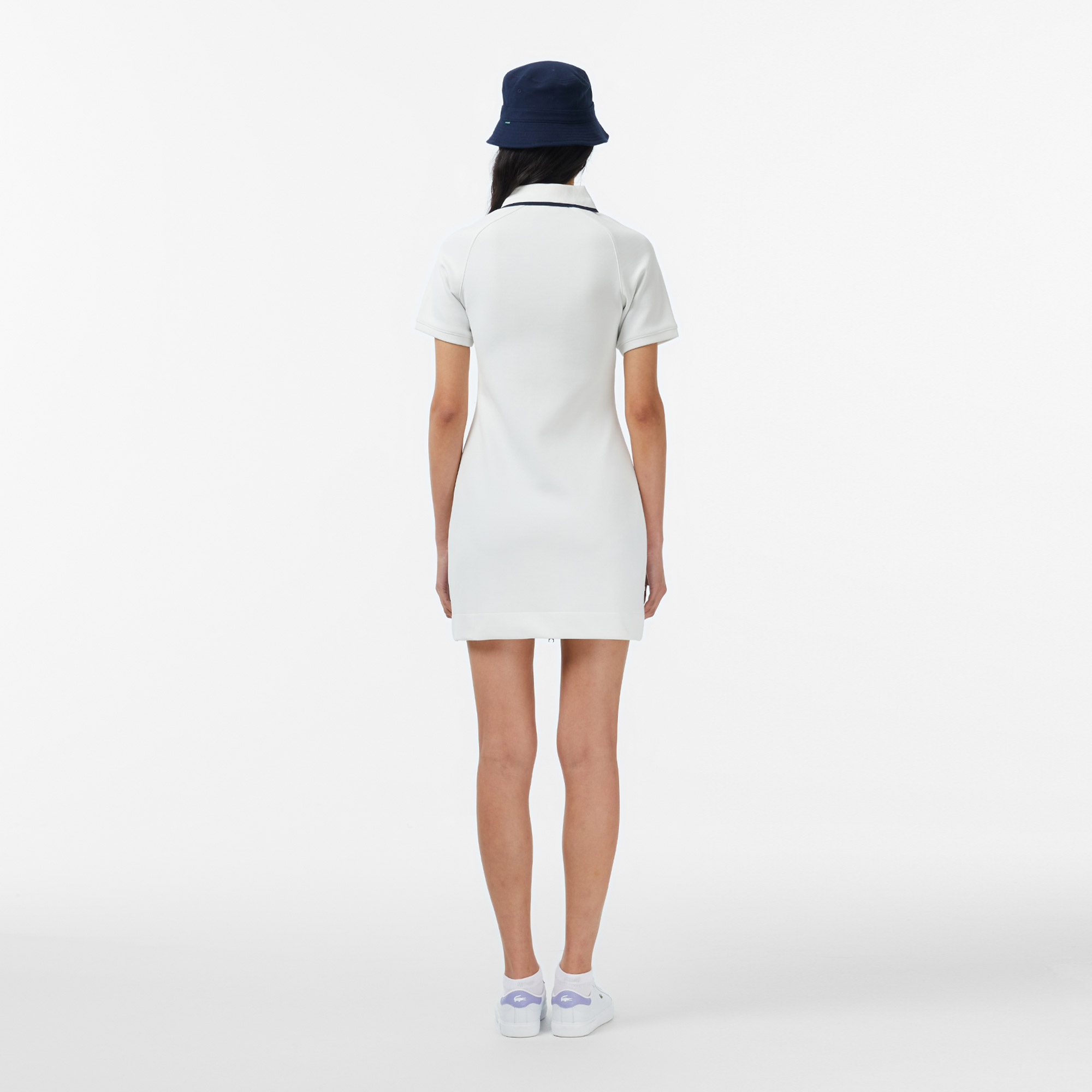 Lacoste Kadın Classic Fit Kısa Kollu Krem Elbise görsel 4