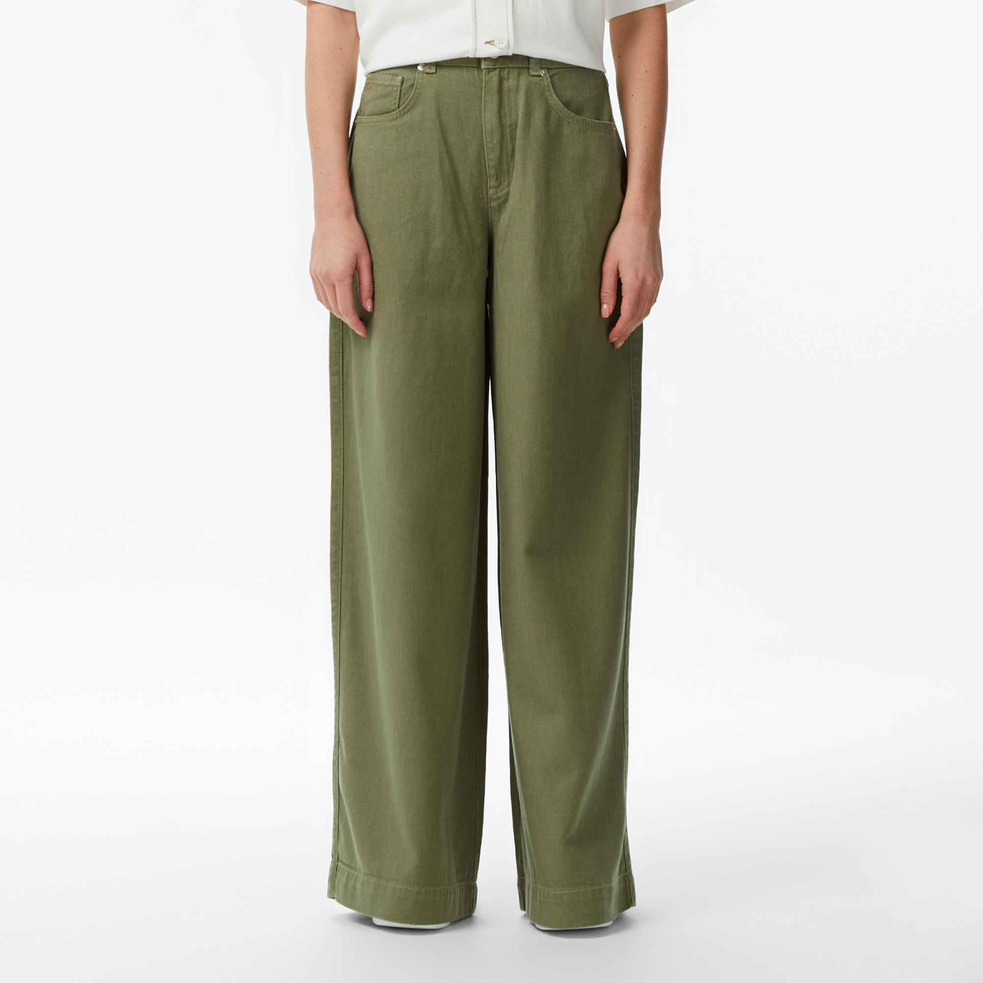 Kadın Regular Fit Haki Jean Pantolon