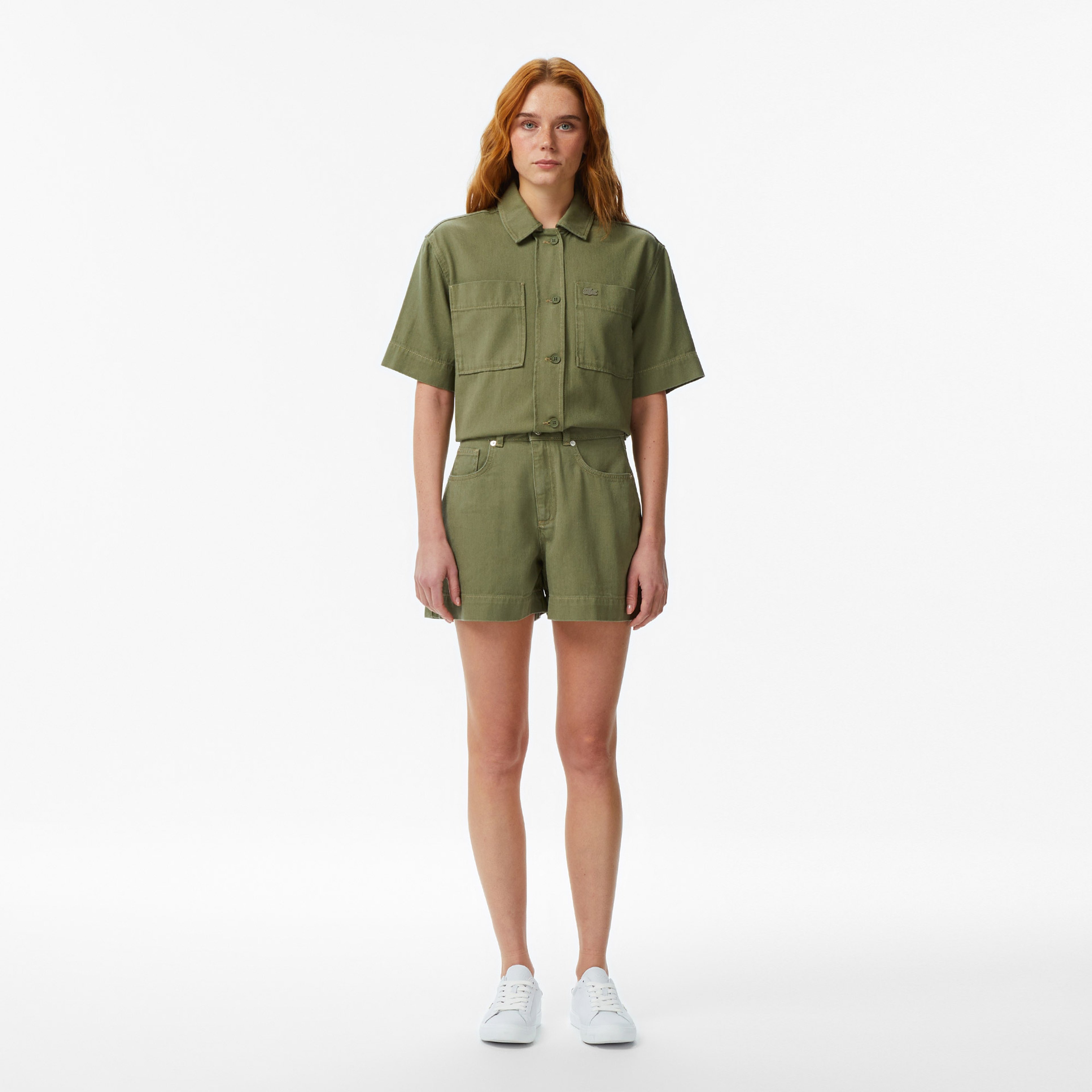 Kadın Slim Fit Haki Bermuda