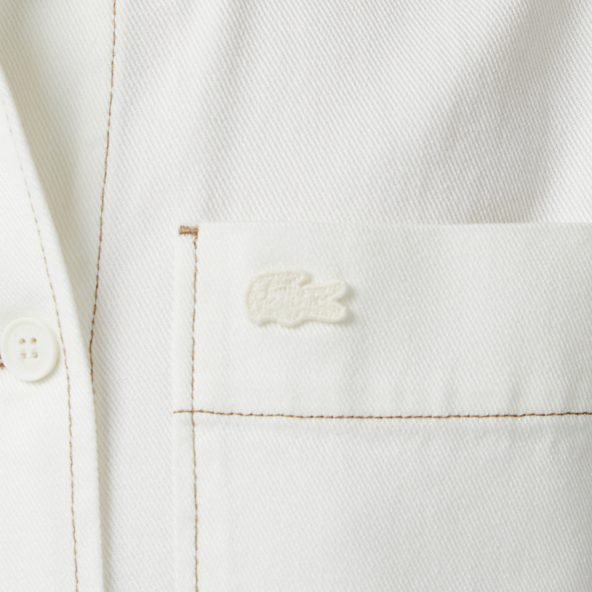 Lacoste Kadın Regular Fit Kısa Kollu Düğmeli Yaka Krem Gömlek görsel 7