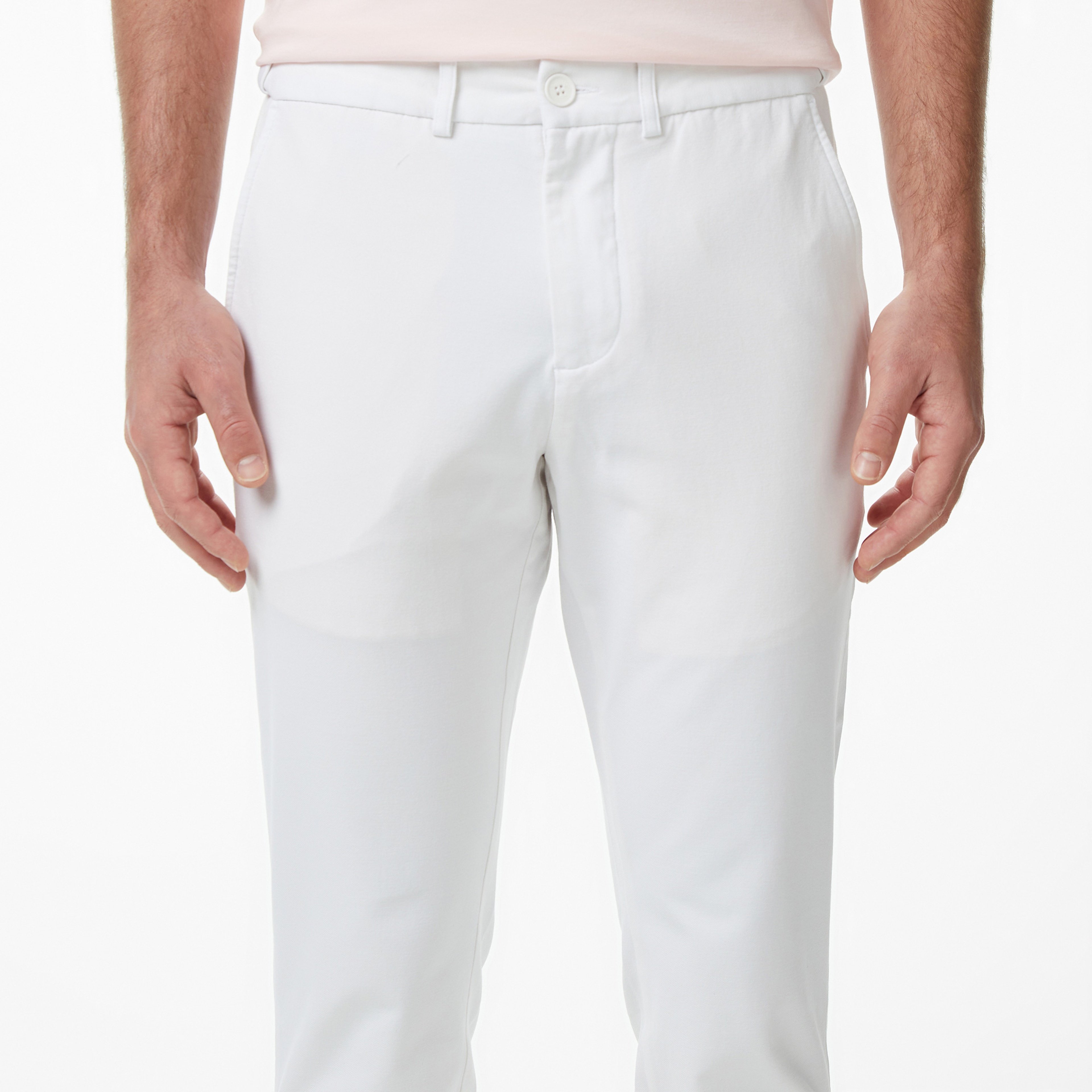 Erkek Slim Fit Beyaz Chino Pantolon