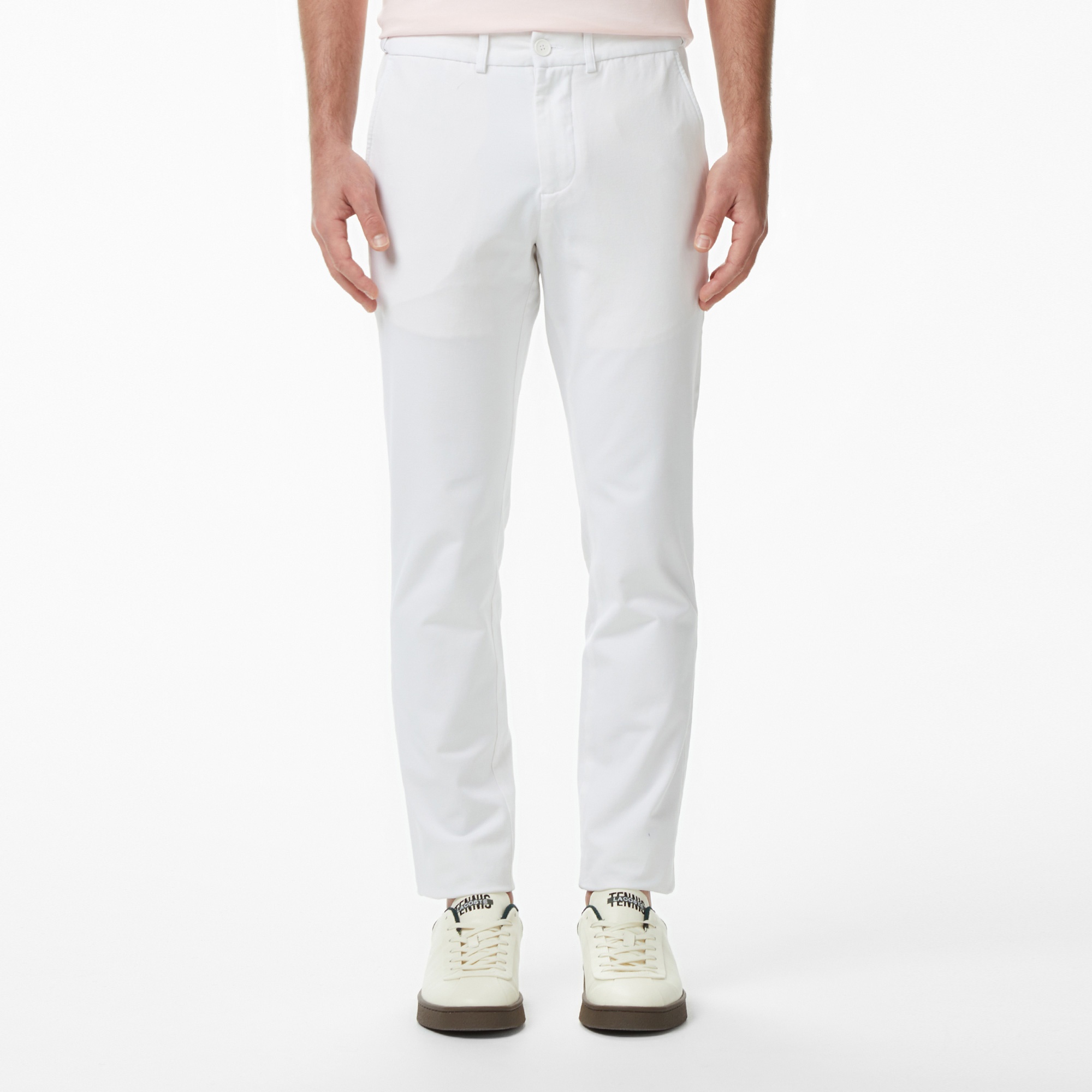 Erkek Slim Fit Beyaz Chino Pantolon