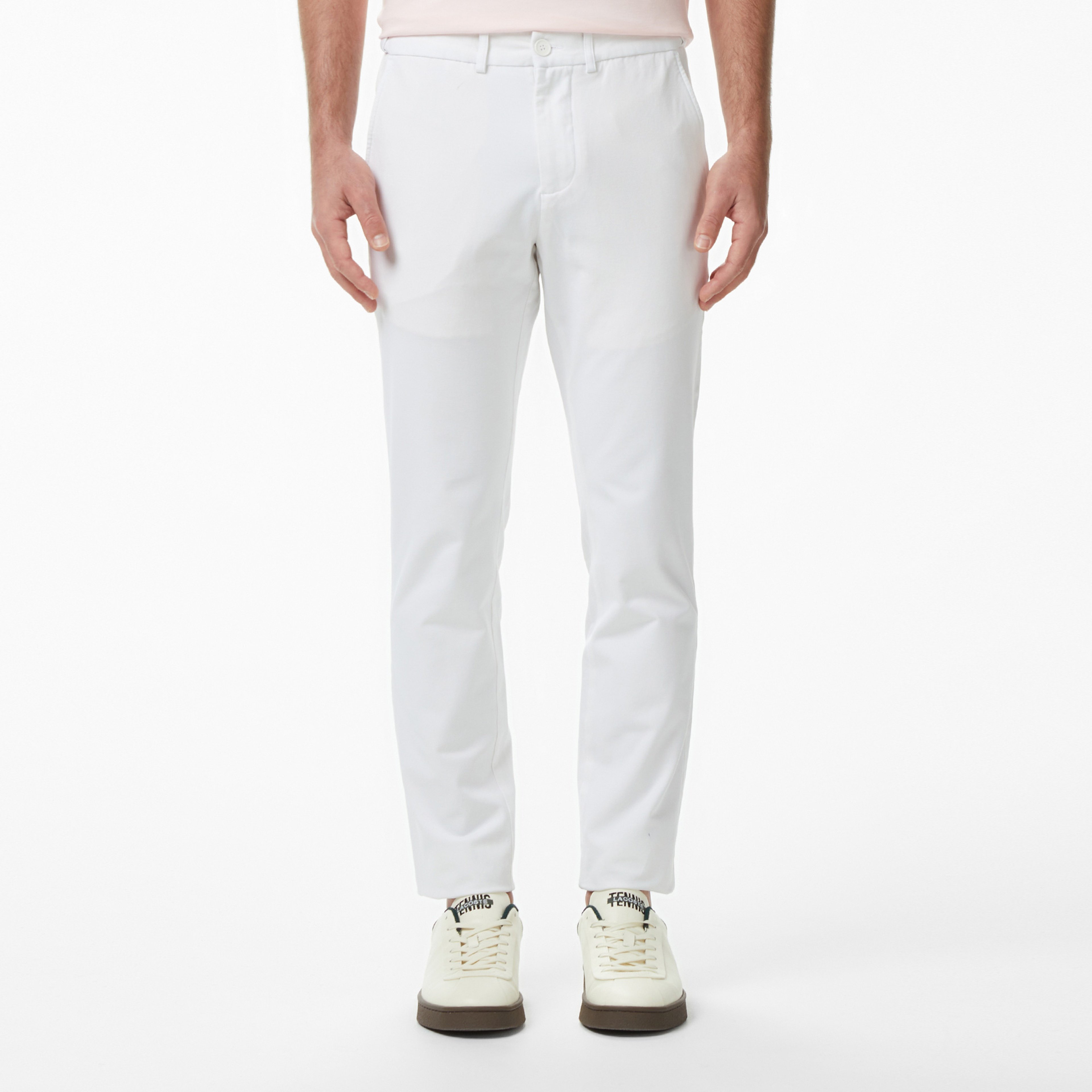 Erkek Slim Fit Beyaz Chino Pantolon