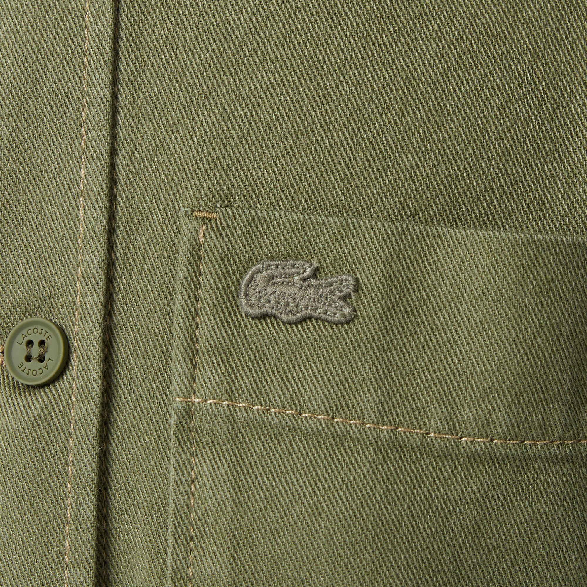 Lacoste Kadın Regular Fit Kısa Kollu Düğmeli Yaka Haki Gömlek görsel 7