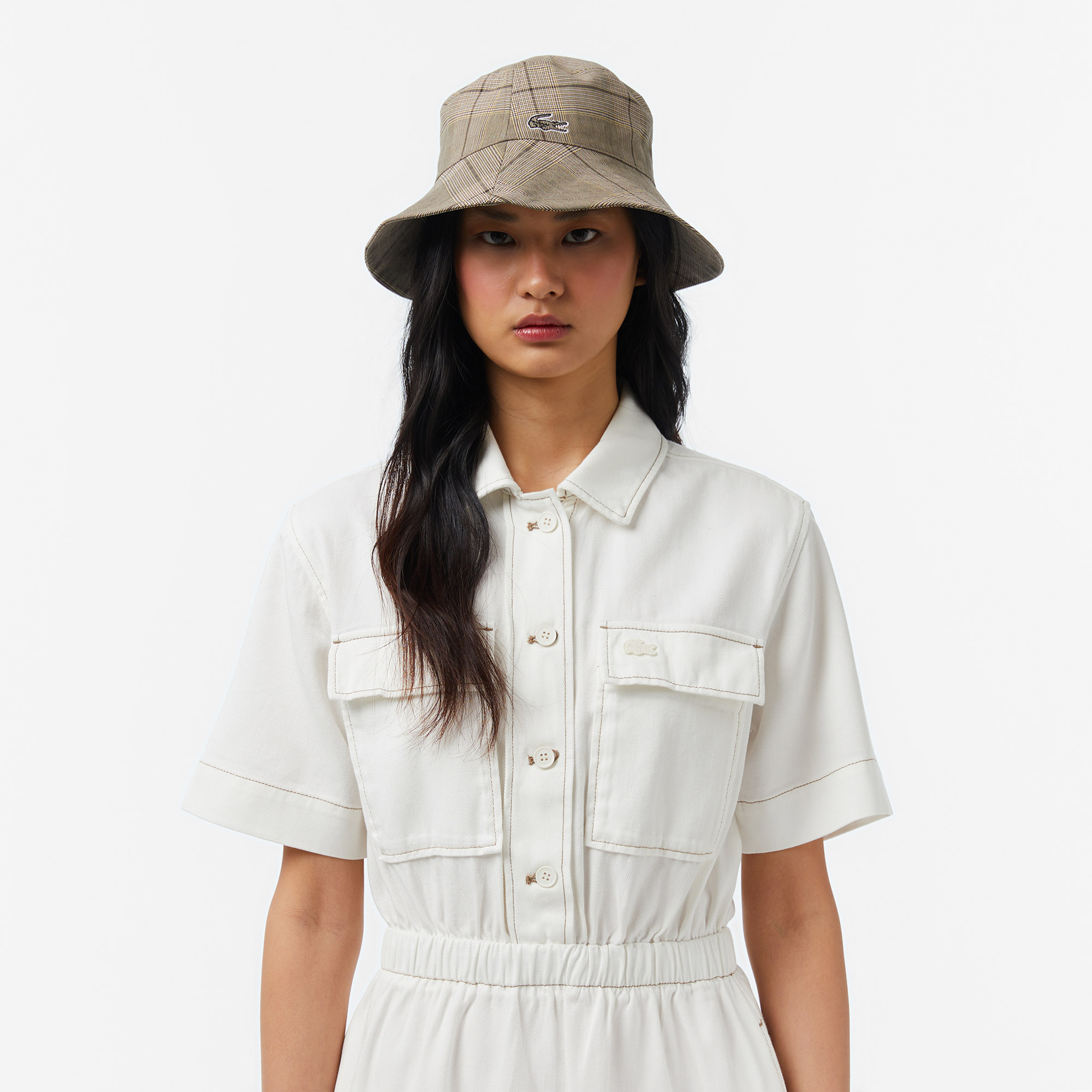 Lacoste Kadın Flare Fit Kısa Kollu Krem Elbise görsel 2