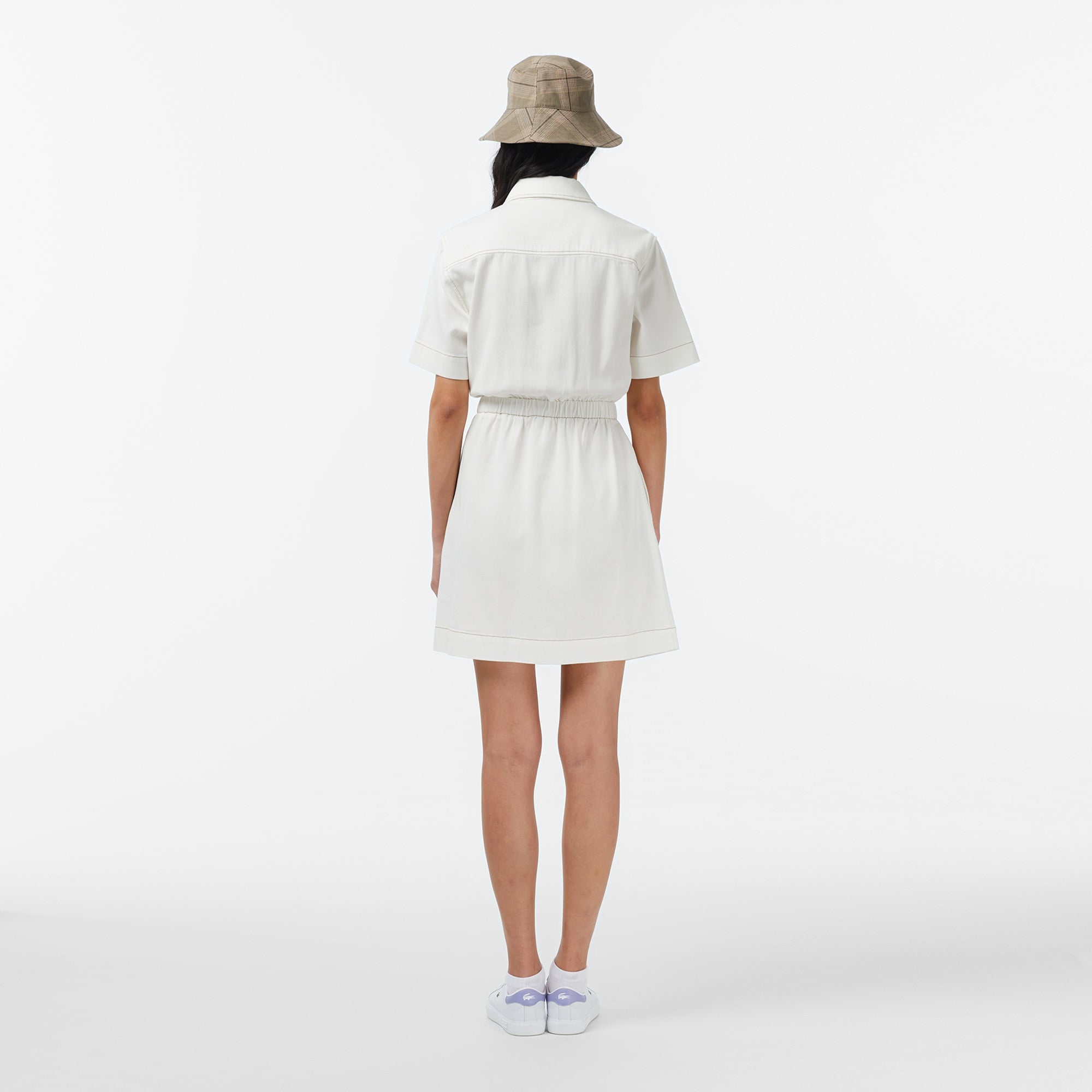 Kadın Flare Fit Kısa Kollu Krem Elbise