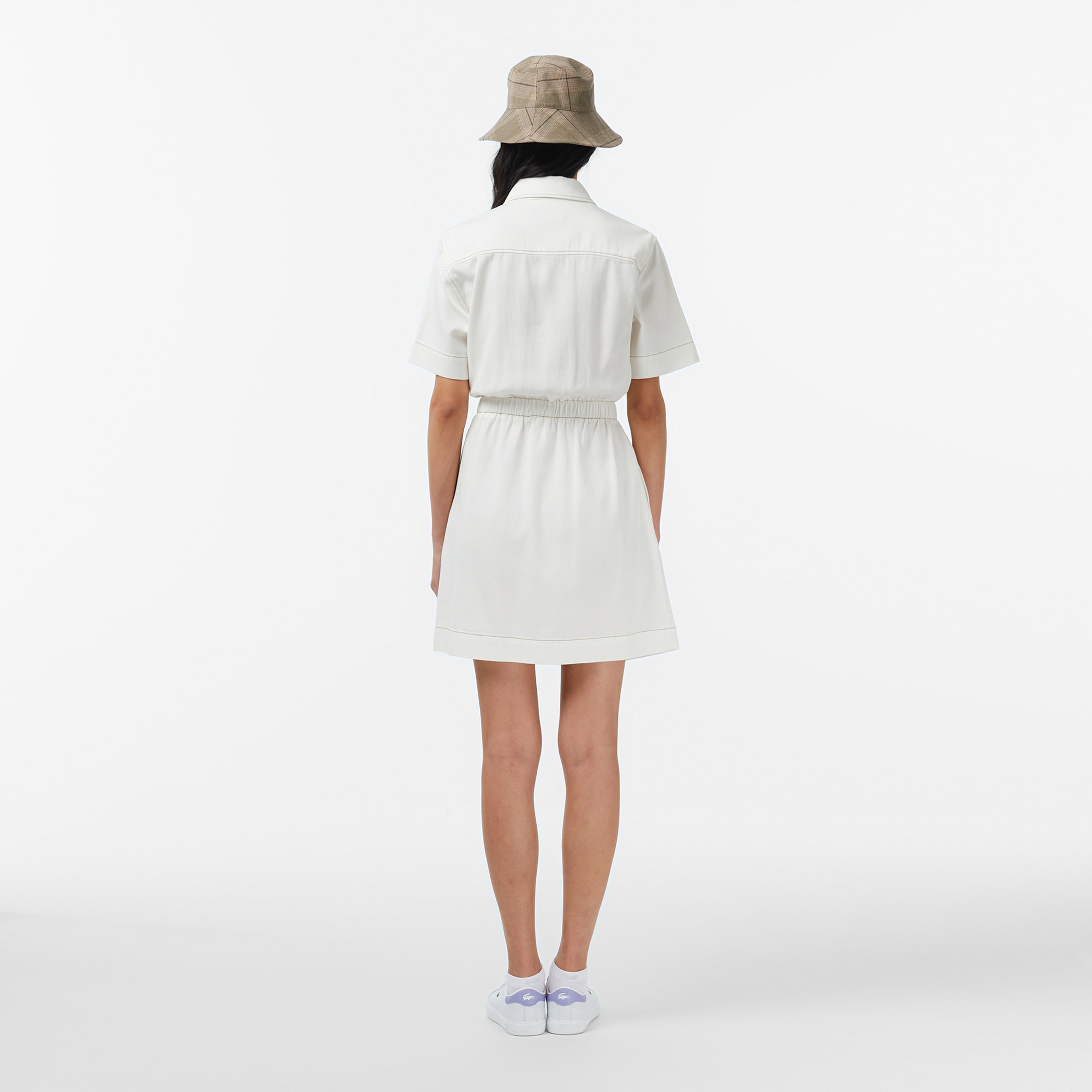 Kadın Flare Fit Kısa Kollu Krem Elbise