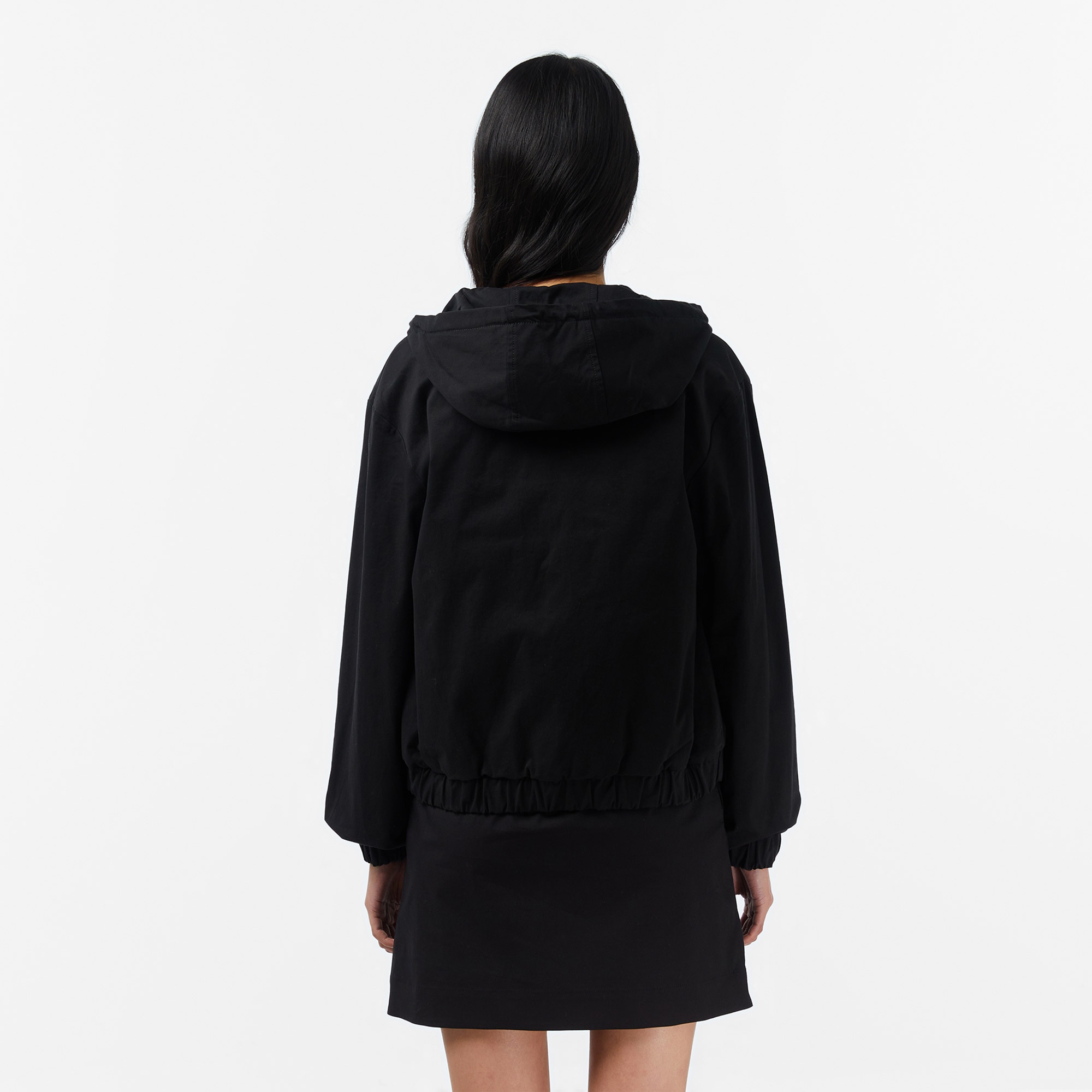Kadın Relaxed Fit Kapüşonlu Siyah Ceket