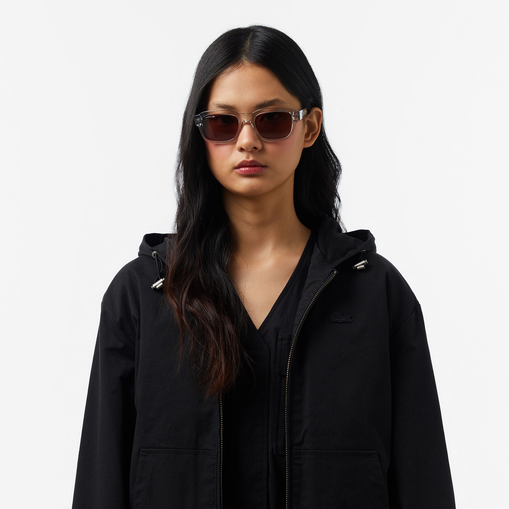 Kadın Relaxed Fit Kapüşonlu Siyah Ceket