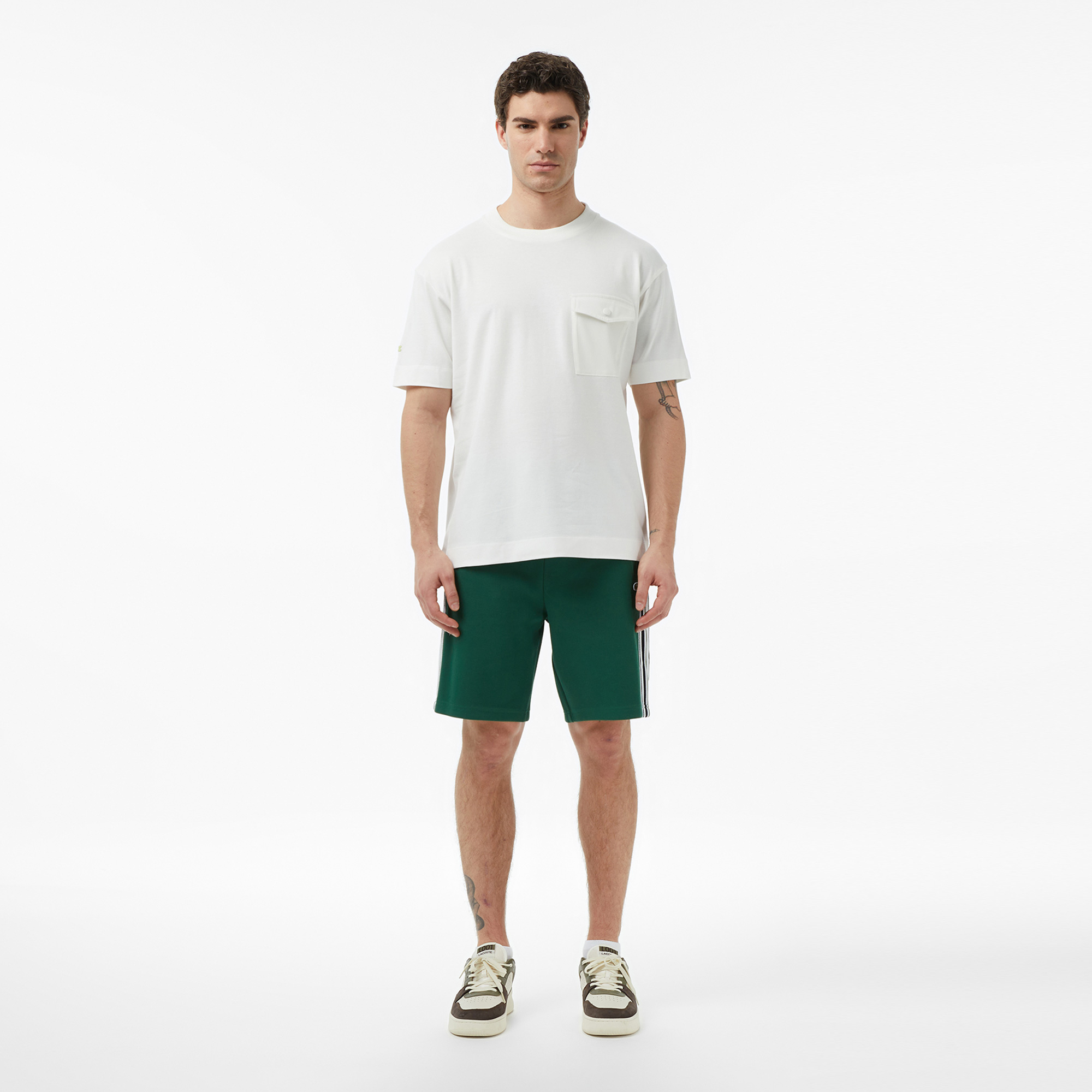 Lacoste Erkek Relaxed Fit Bisiklet Yaka Krem T-Shirt görsel 6