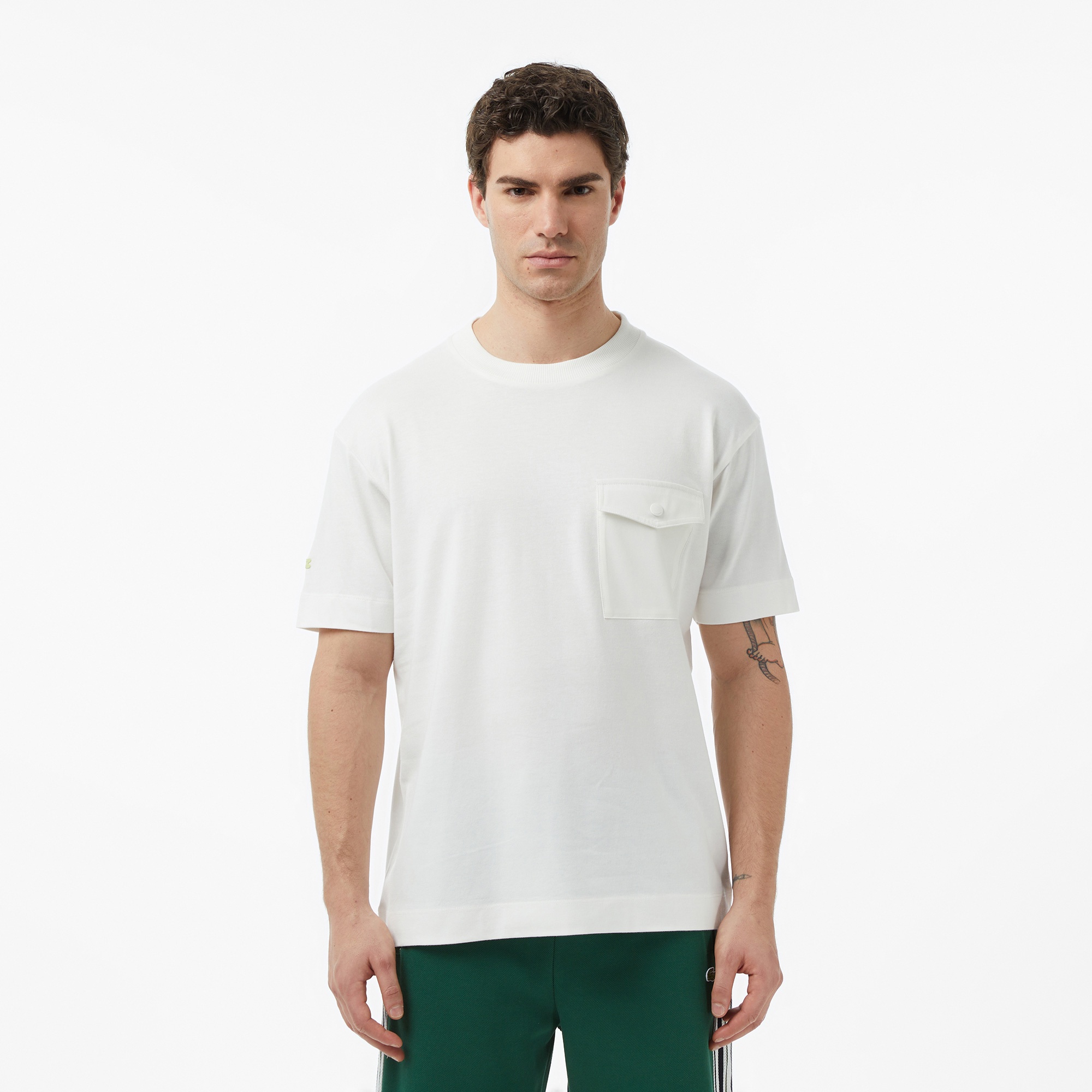 Erkek Relaxed Fit Bisiklet Yaka Krem T-Shirt