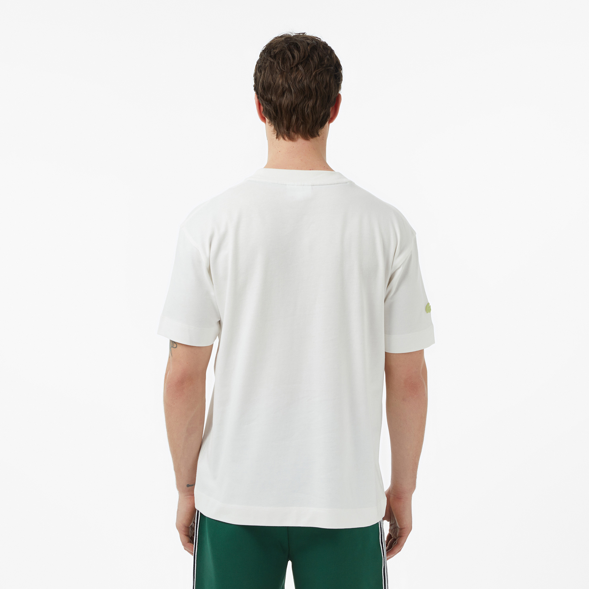 Erkek Relaxed Fit Bisiklet Yaka Krem T-Shirt TH0607.70V | Lacoste