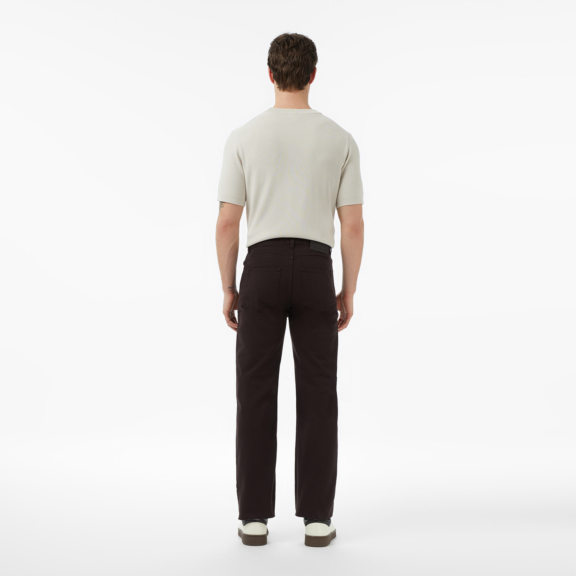 Lacoste Erkek Straight Fit Koyu Kahverengi Jean Pantolon görsel 7