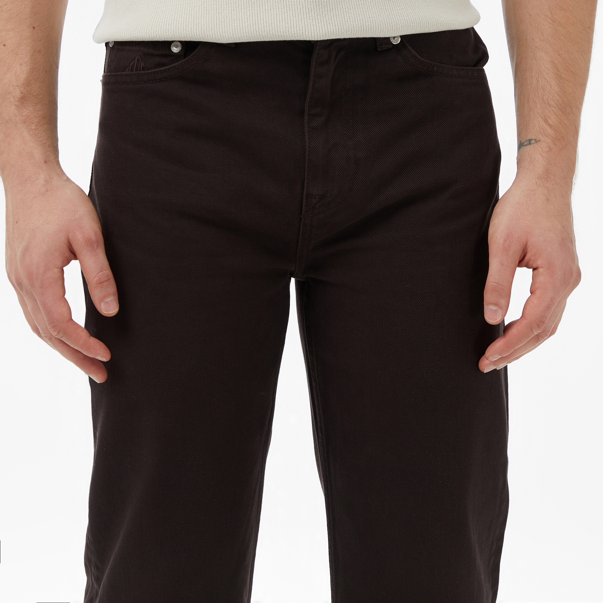 Erkek Straight Fit Koyu Kahverengi Jean Pantolon