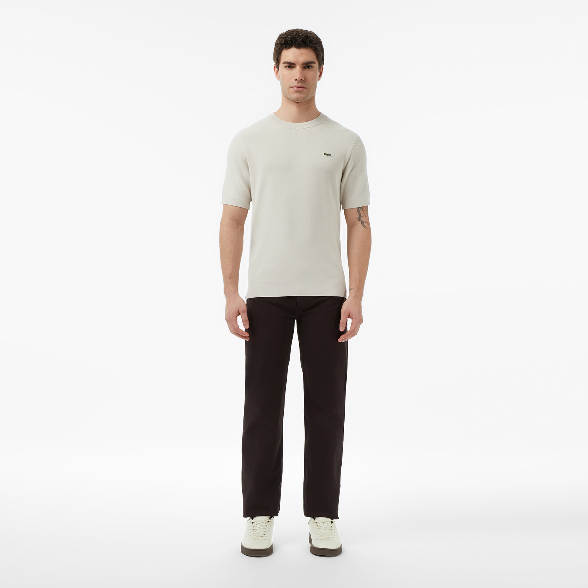Lacoste Erkek Straight Fit Koyu Kahverengi Jean Pantolon