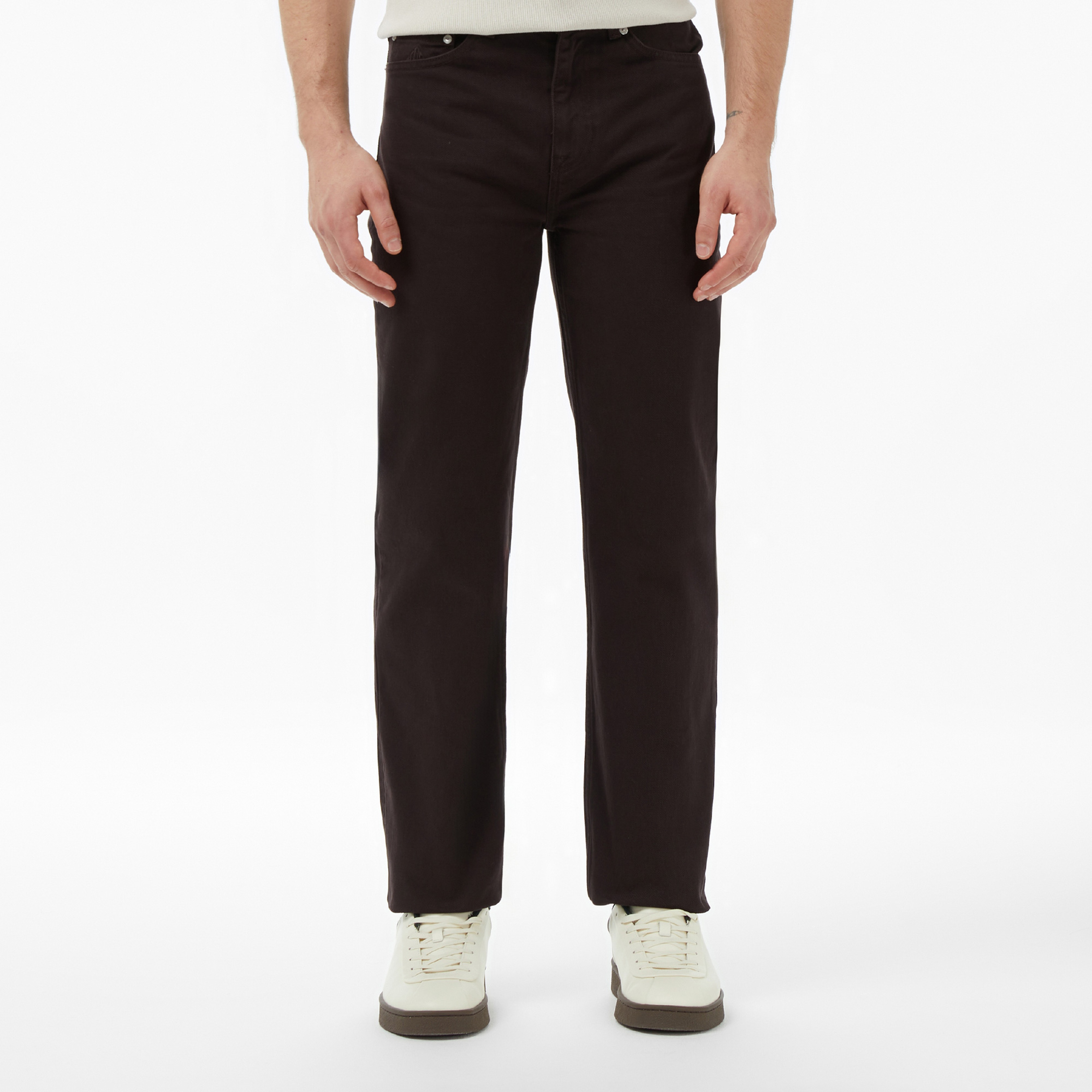 Erkek Straight Fit Koyu Kahverengi Jean Pantolon